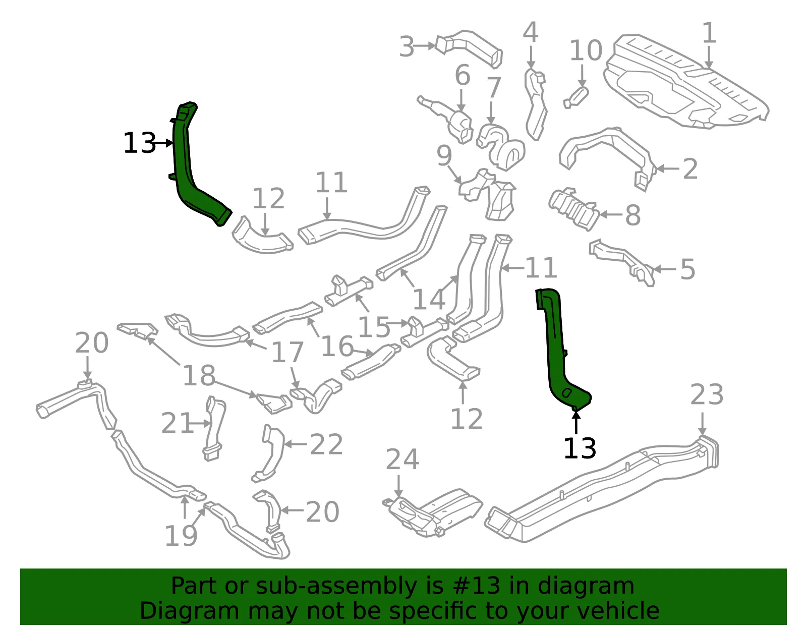 Instrument Panel Air Duct - Volvo (31455255) - view 2