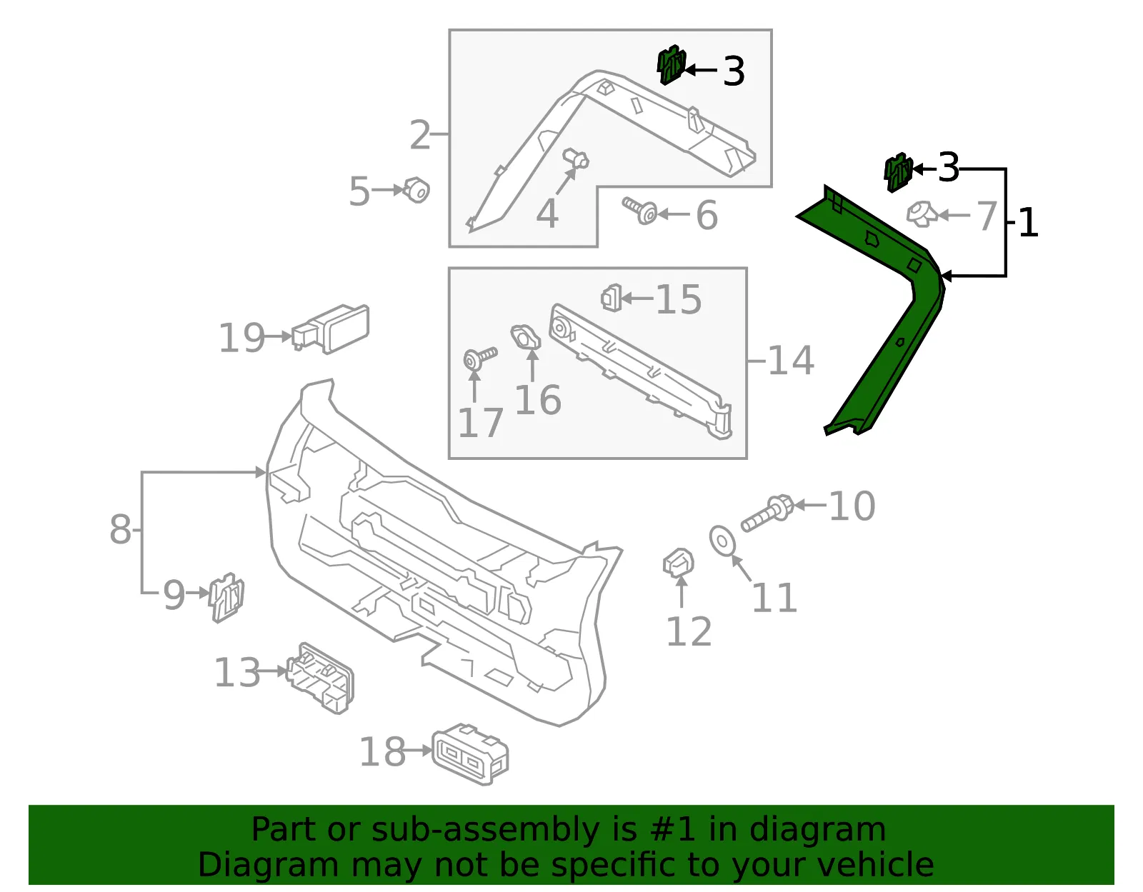 Upper Gate Trim - Passenger Side (RH) - Volvo (31462092) - view 2