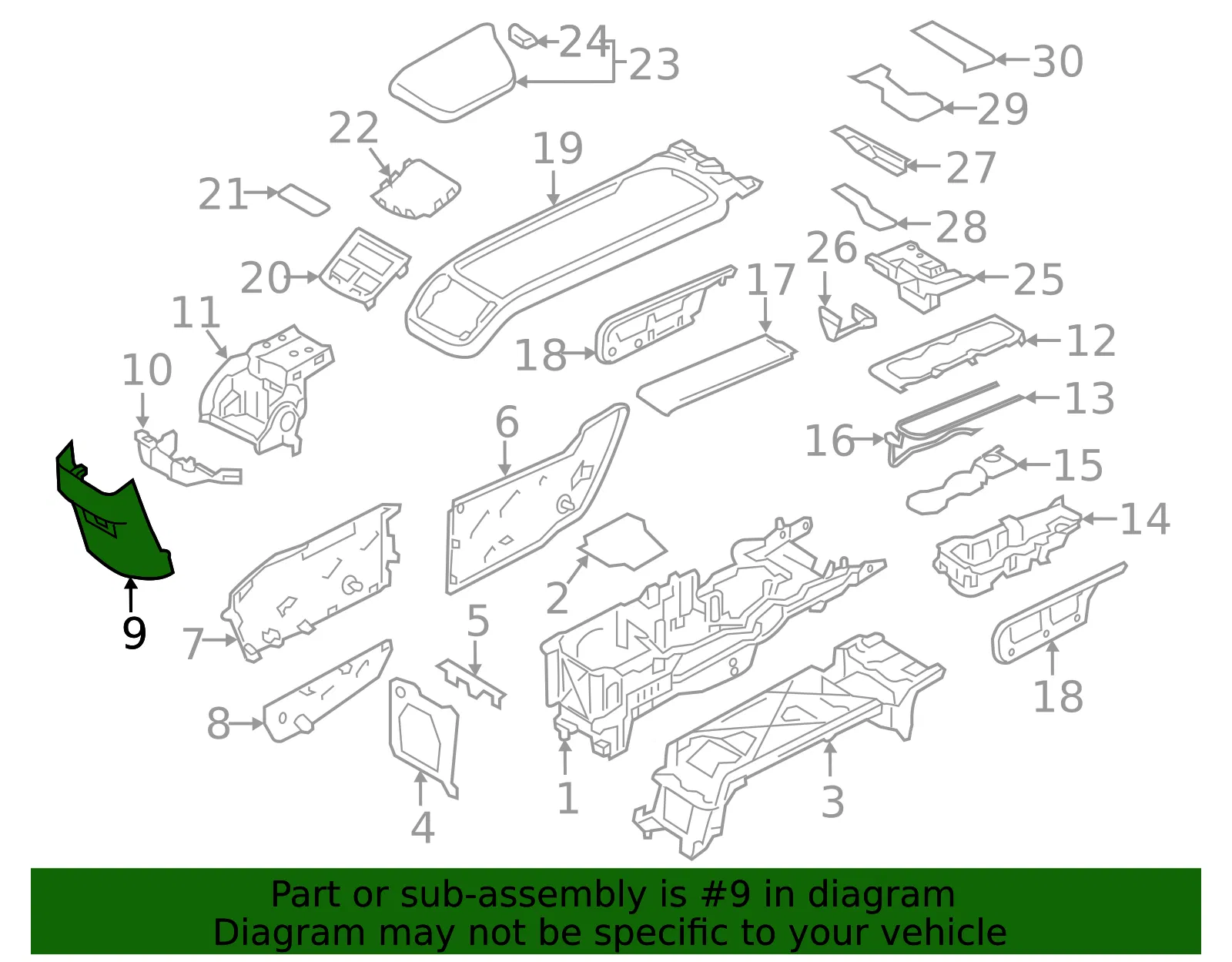 Console Panel - Volvo (31467109) - view 2