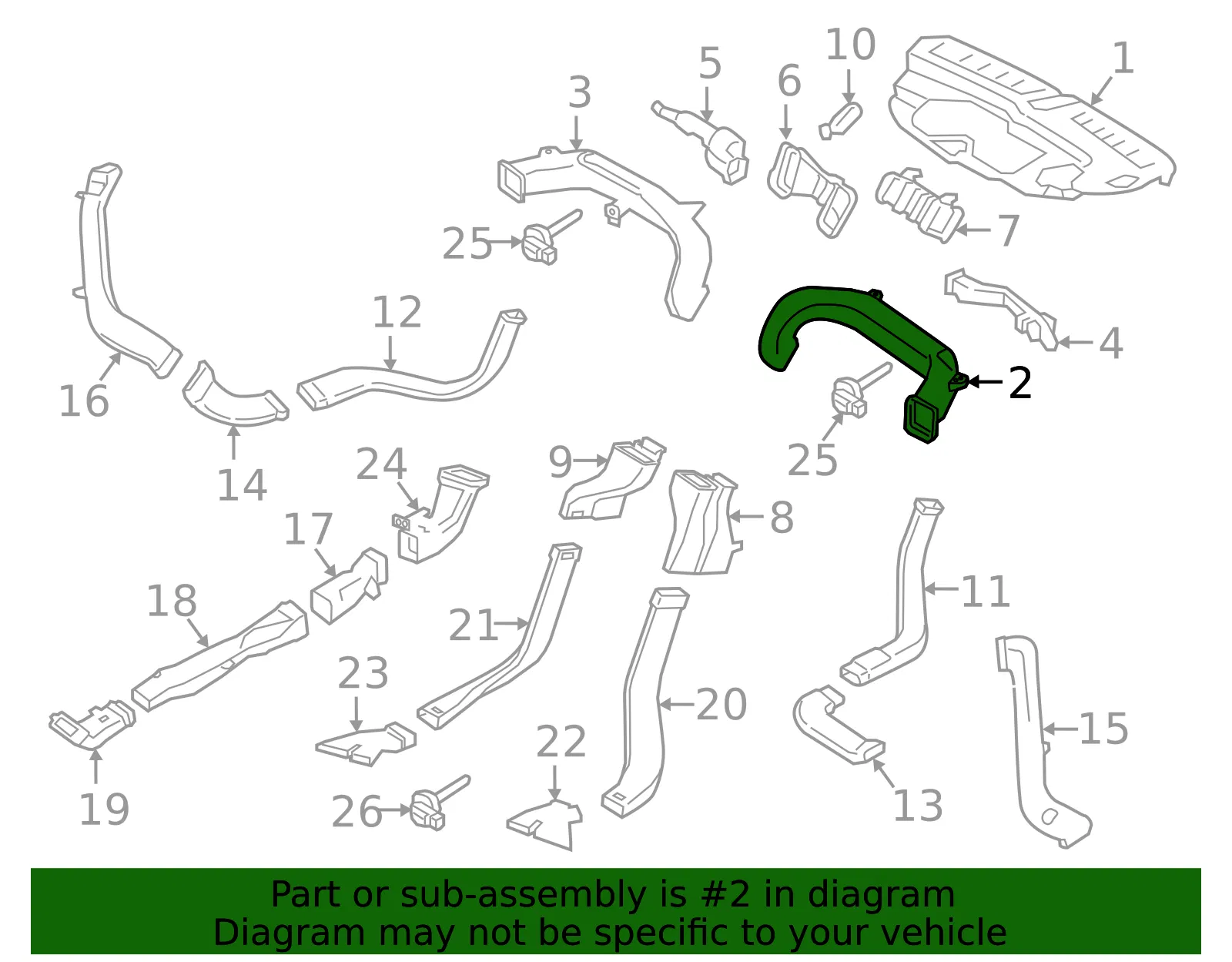 Instrument Panel Air Duct - Volvo (31467471) - view 2