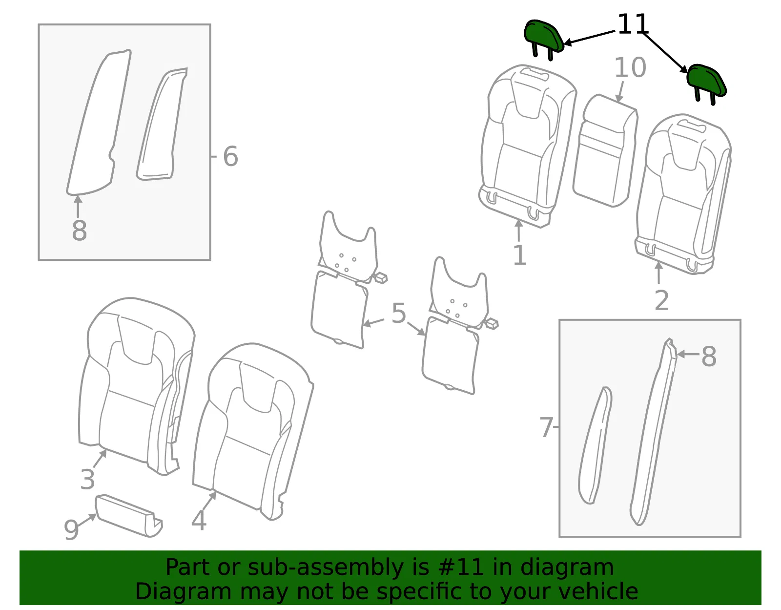 Headrest, Outer - Volvo (31467626) - view 2