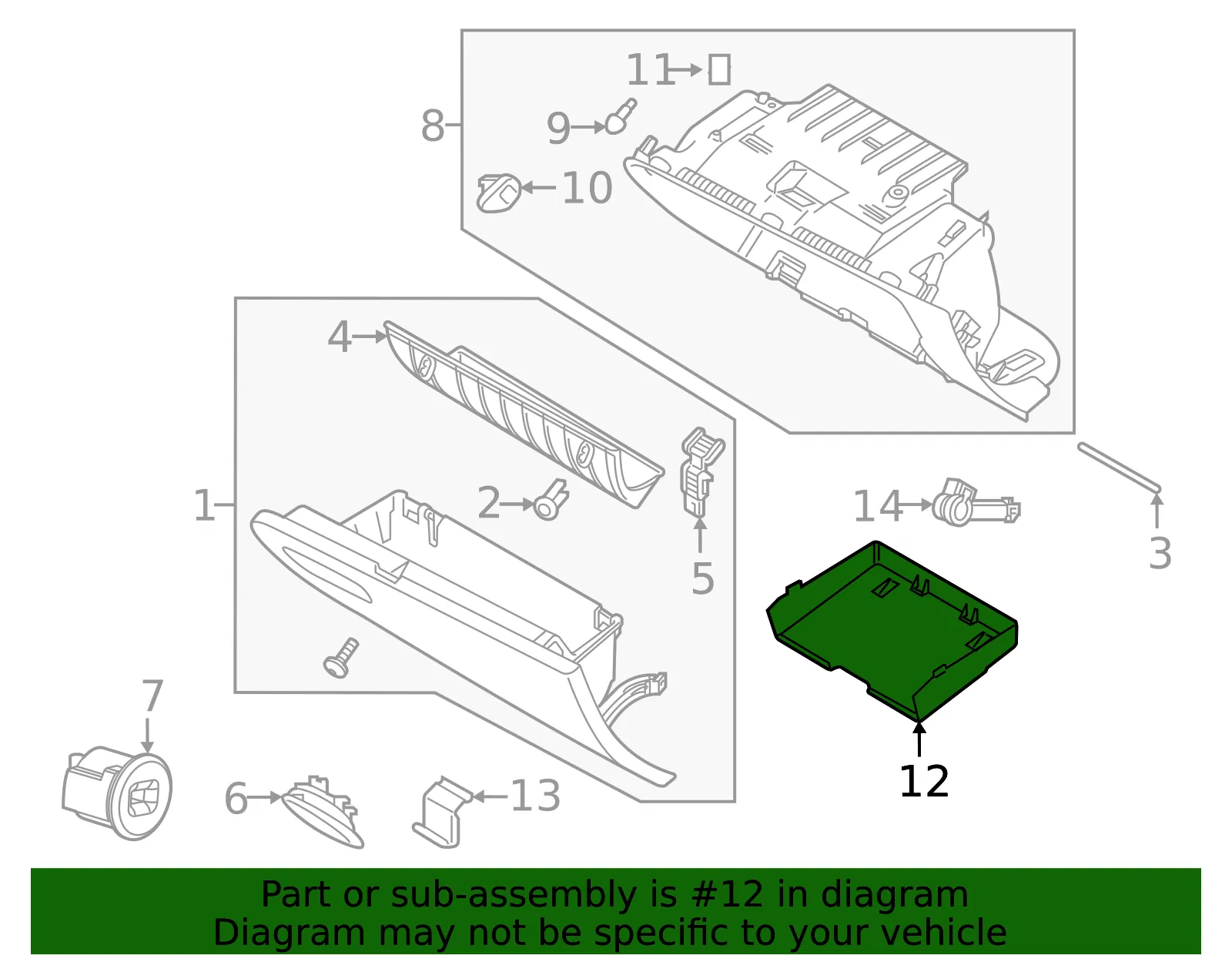 Glove Box Storage Compartment - Volvo (31468091) - view 2