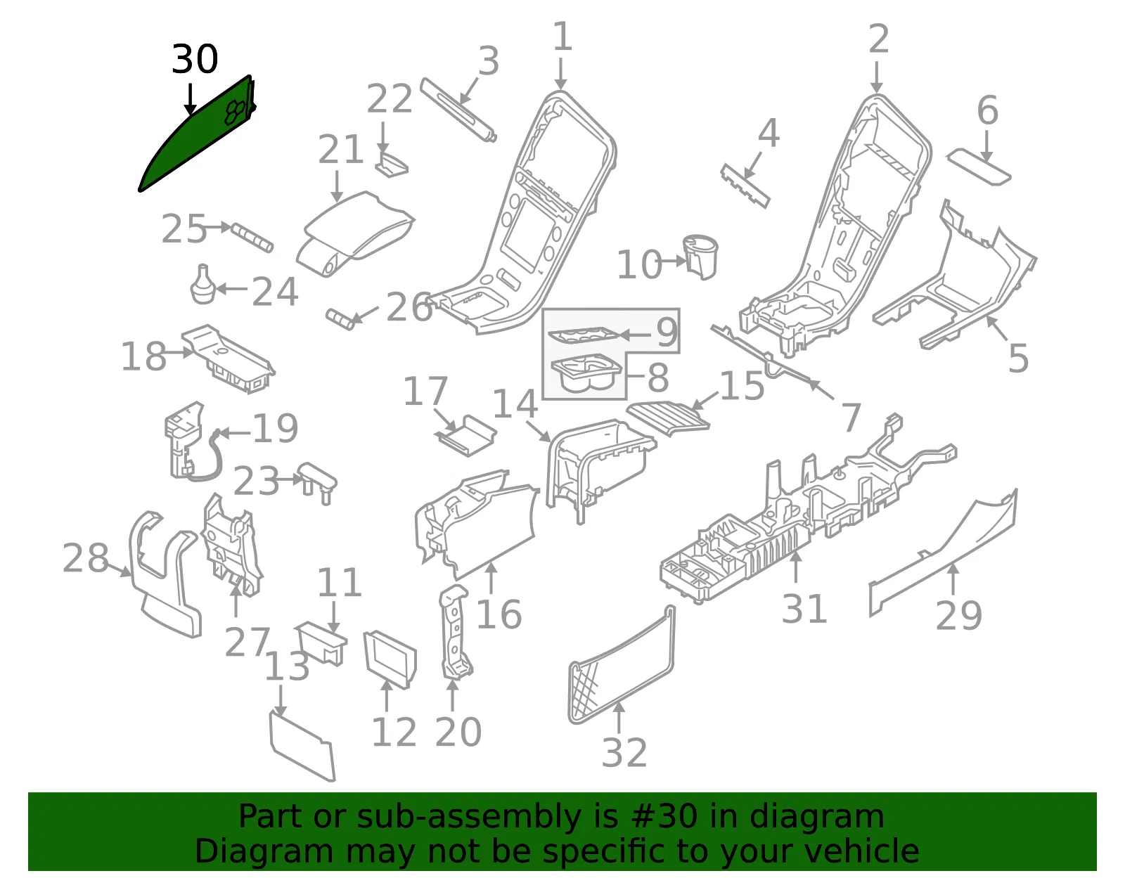 Console Trim Panel - Volvo (31469165) - view 3