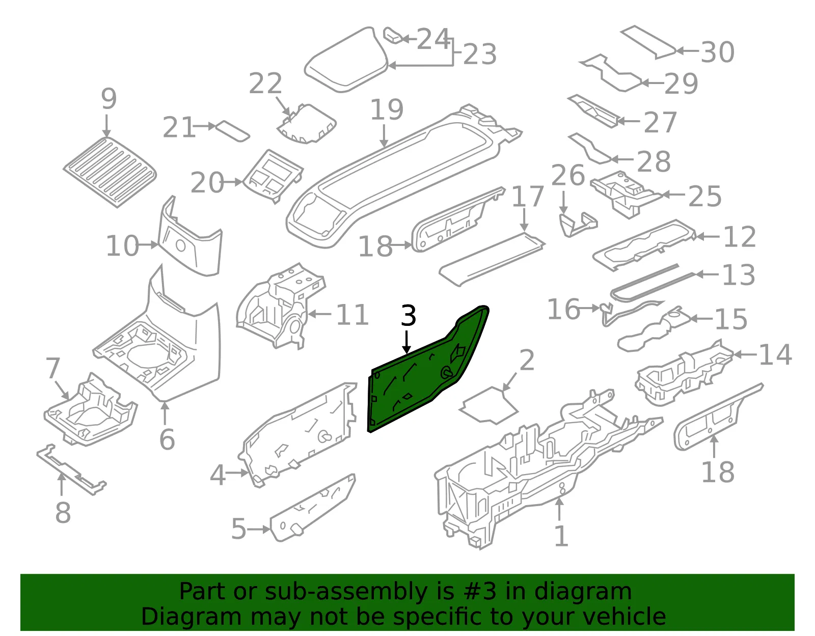 Front Trim - Passenger Side (RH) - Volvo (31469466) - view 2