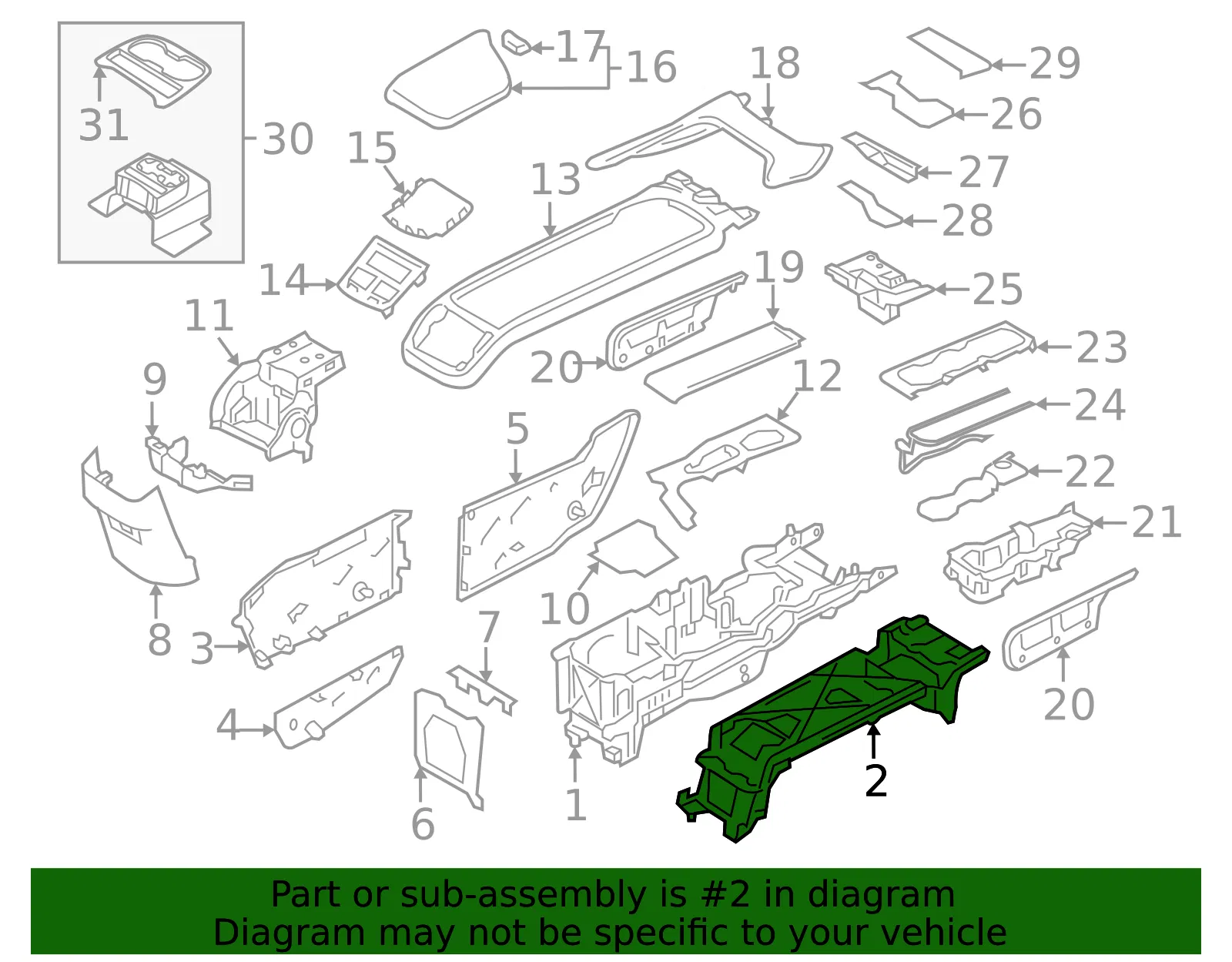 Console Base - Volvo (31469485) - view 2