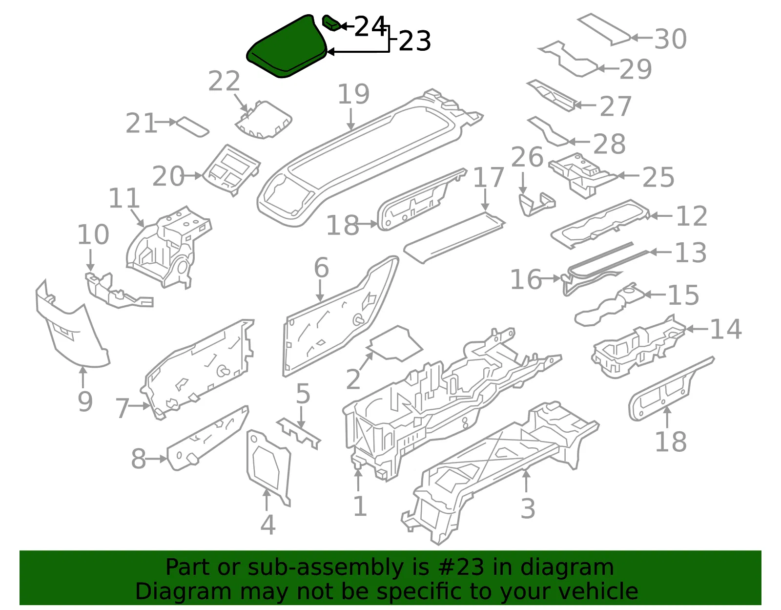 Console Lid - Volvo (31469500) - view 4