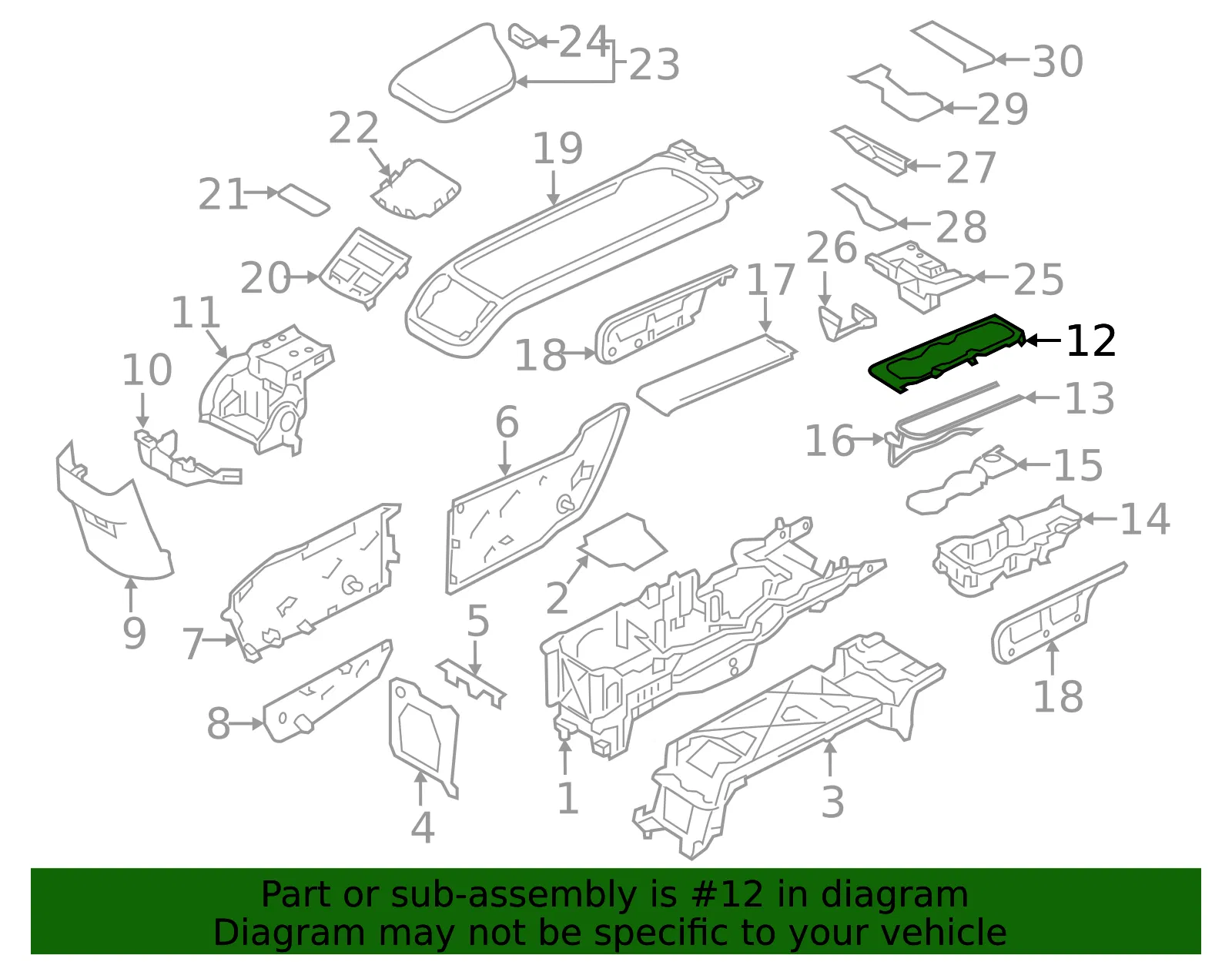 Console Cup Holder Bezel - Volvo (31469724) - view 2