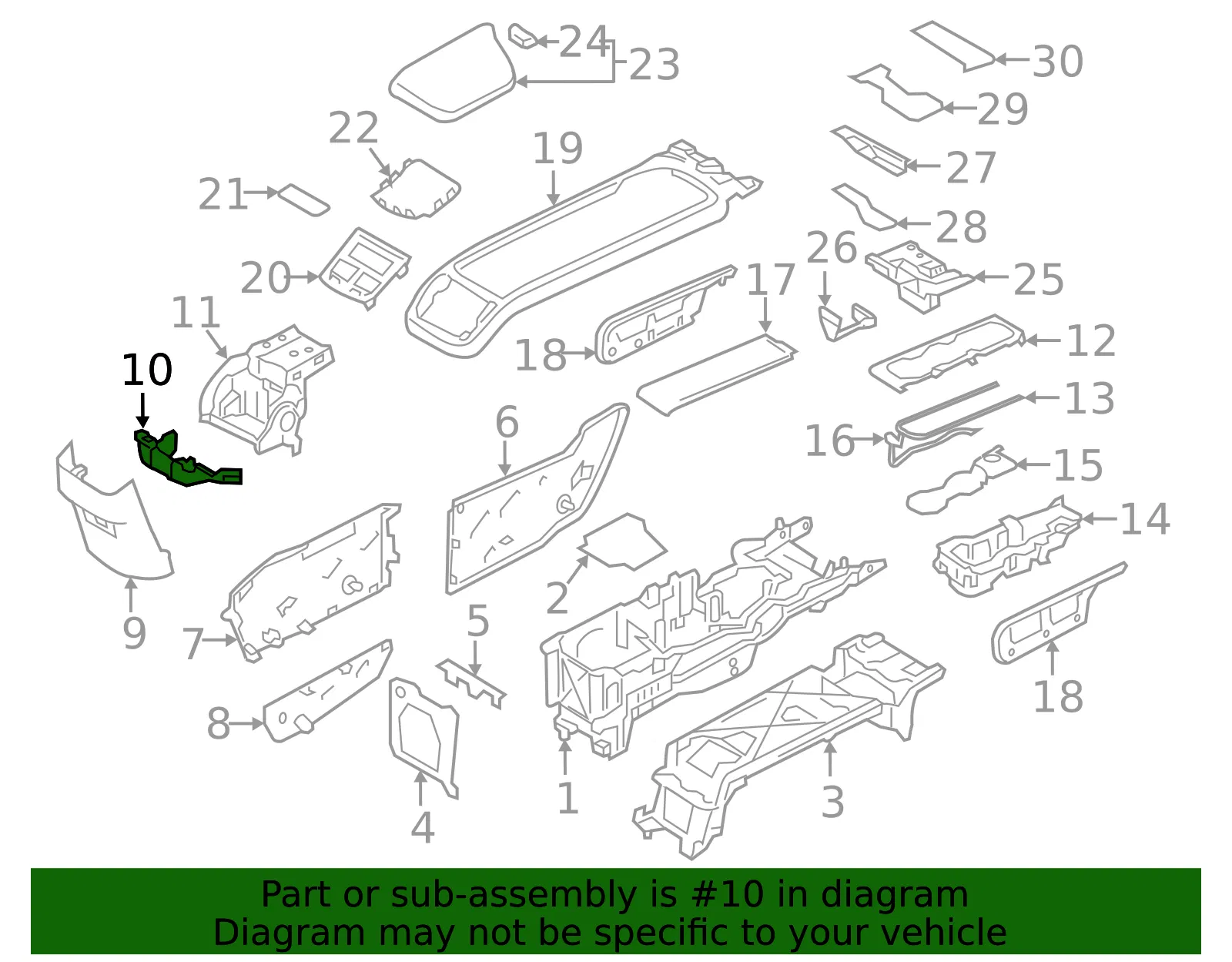 Console Panel Bracket - Volvo (31469725) - view 2