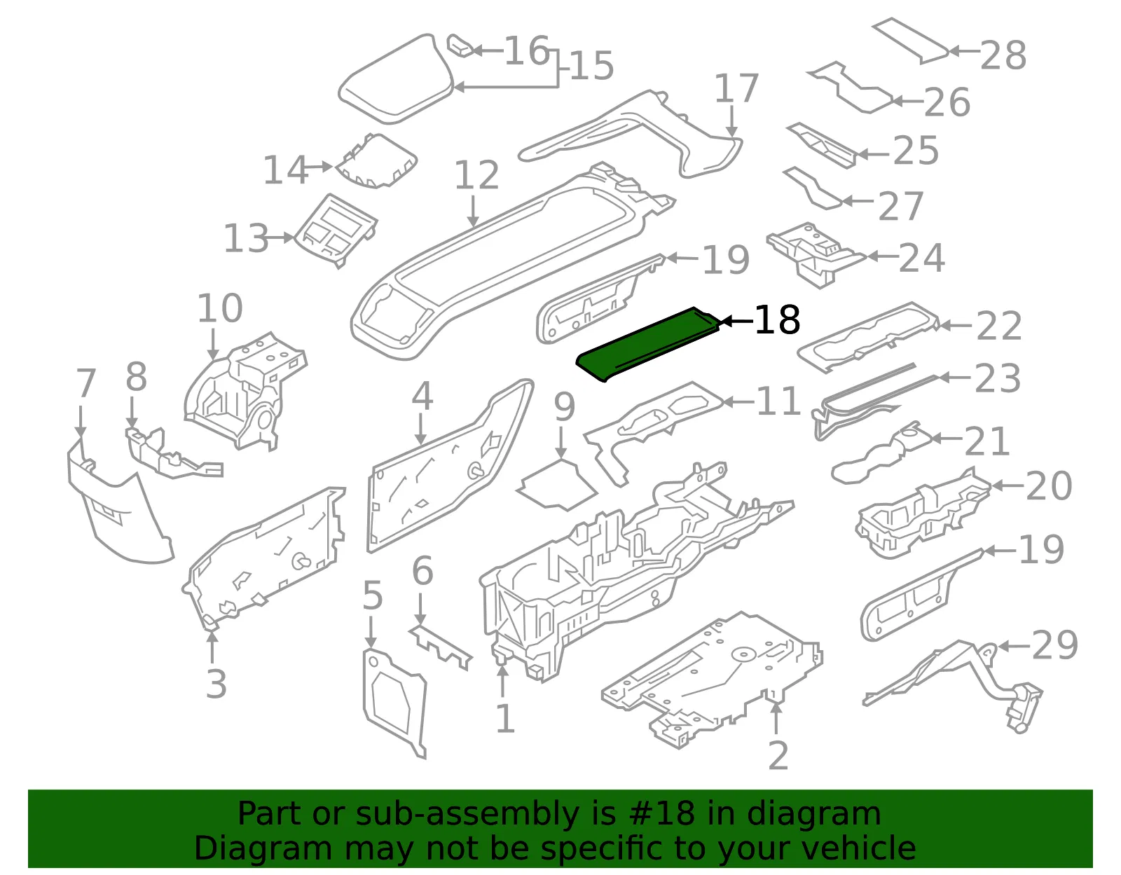 Console Lid - Volvo (31469876) - view 2
