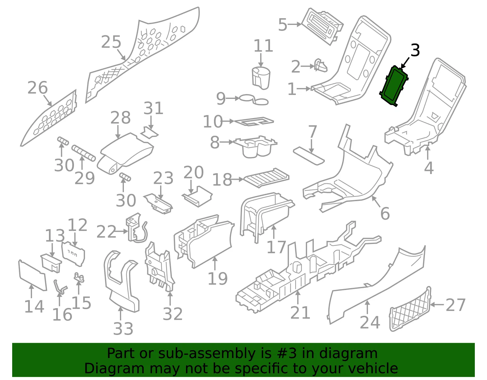 Console Trim Panel - Volvo (31469972) - view 2