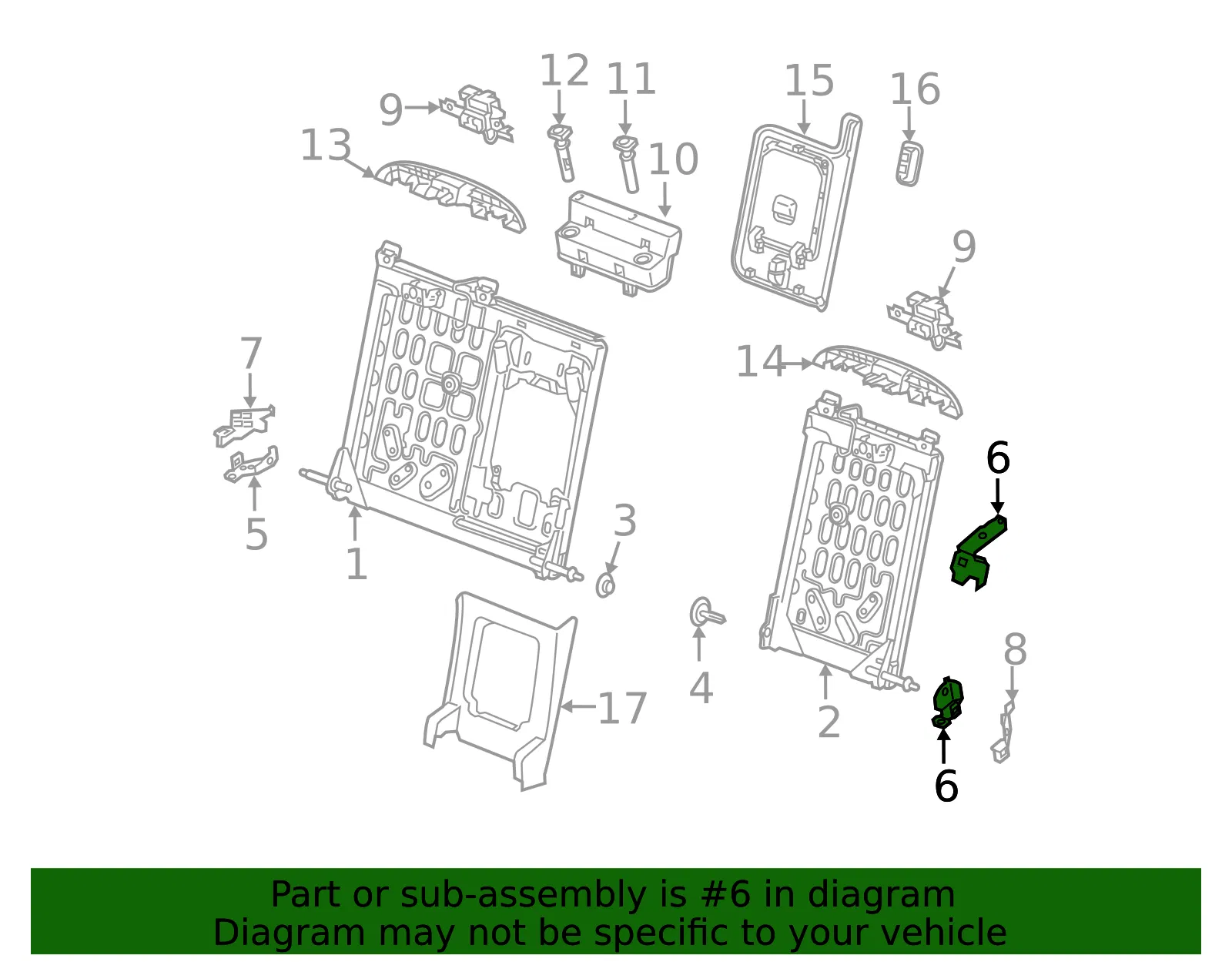 Seat Back Frame Bracket - Volvo (31482769) - view 2