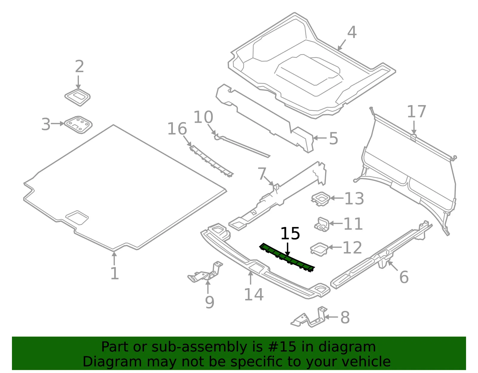 Lift-Gate Trim Scuff Plate Insulator - Passenger Side (RH) - Volvo (31484138) - view 3