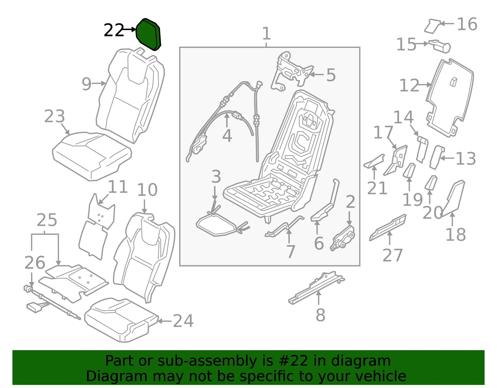 Headrest - Volvo (31488072) - view 2