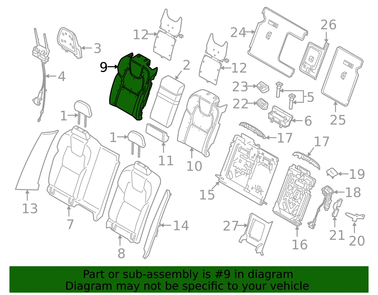 Seat Back Pad - Volvo (31488211) - view 2
