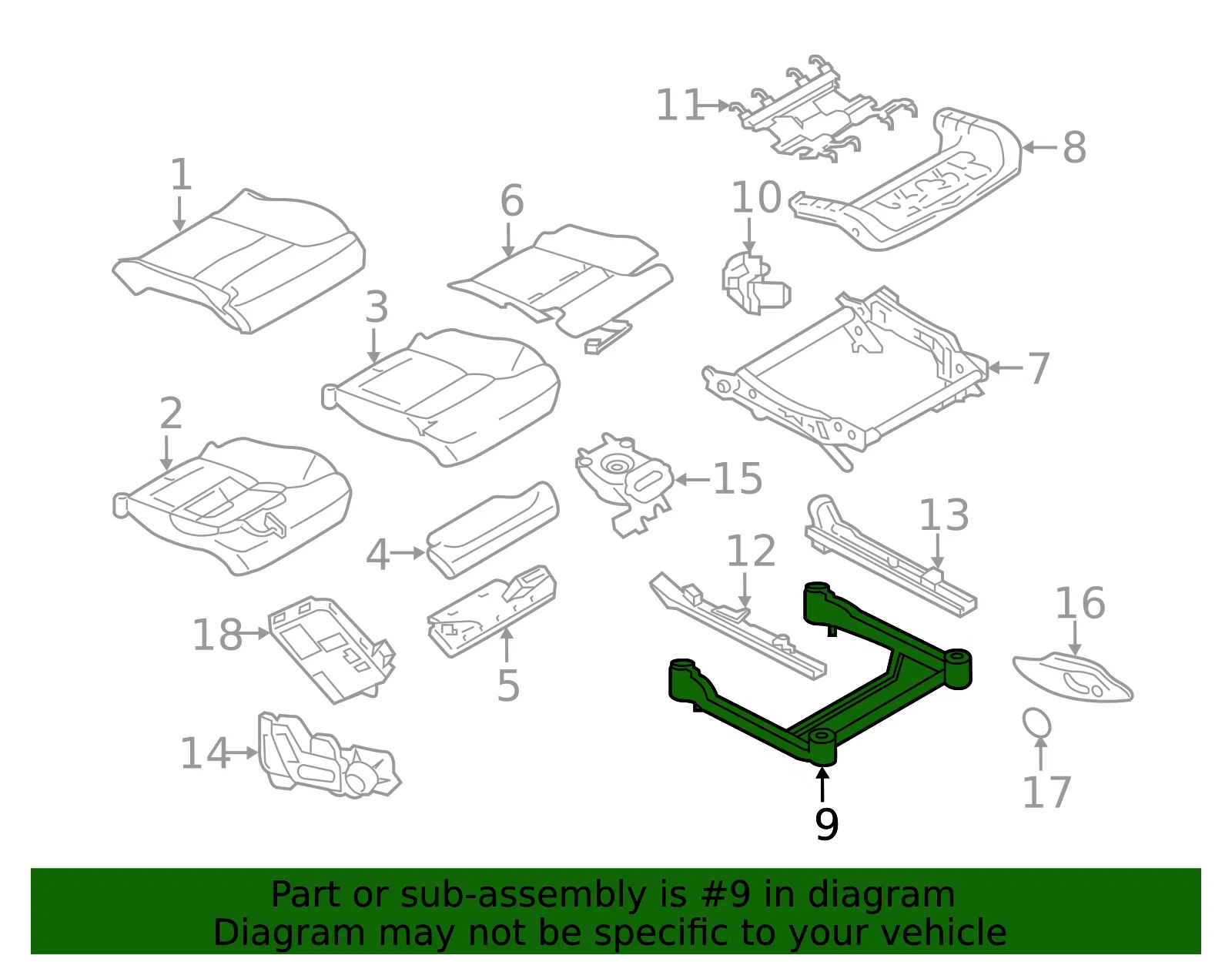 Seat Track Support - Volvo (31488326) - view 2
