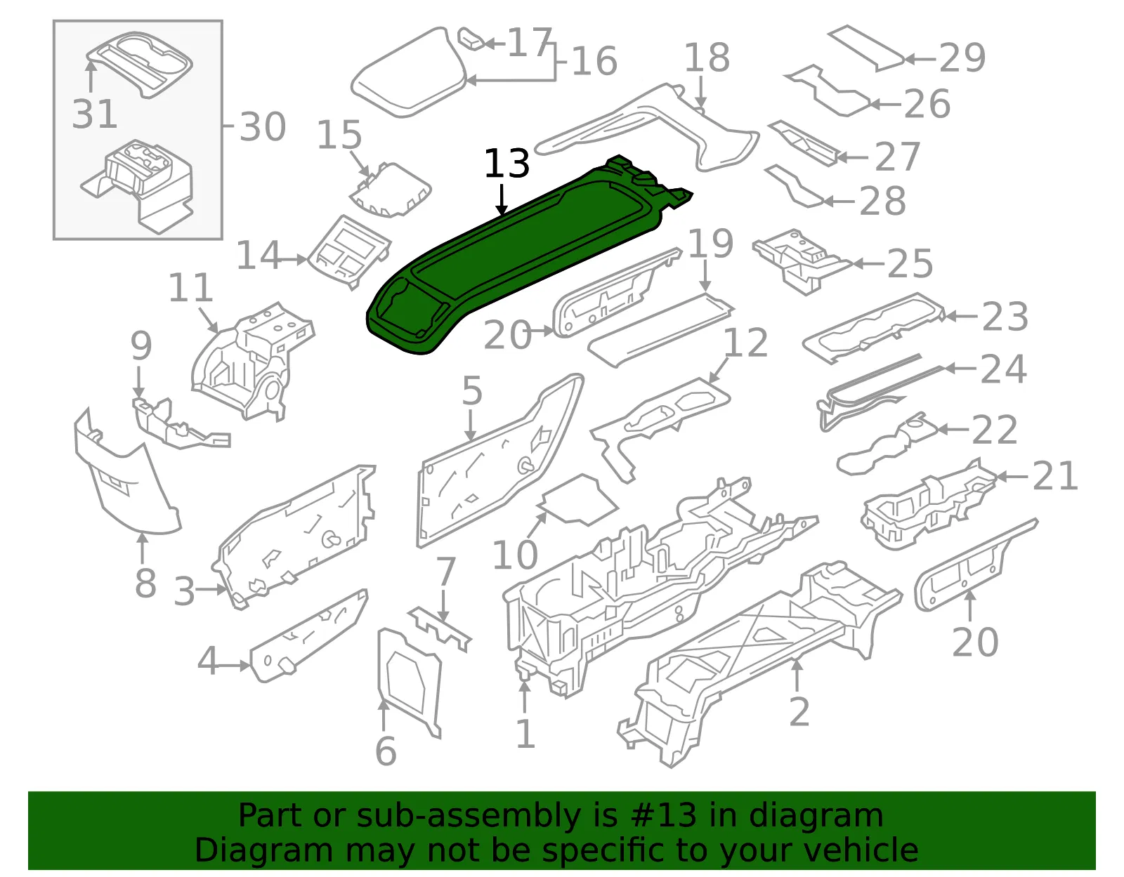 Console Trim Panel - Volvo (31497046) - view 2