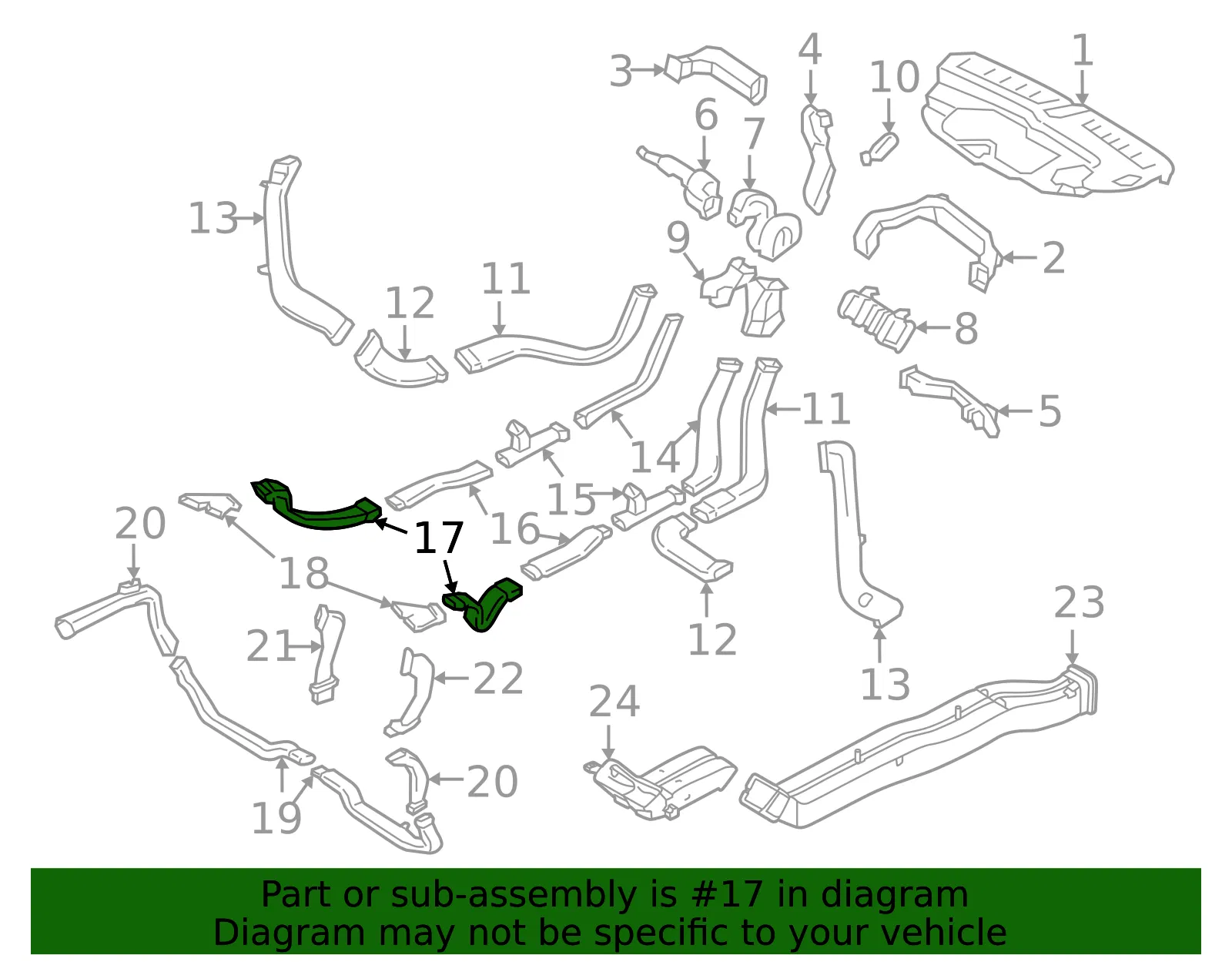 Instrument Panel Air Duct - Volvo (31497140) - view 2