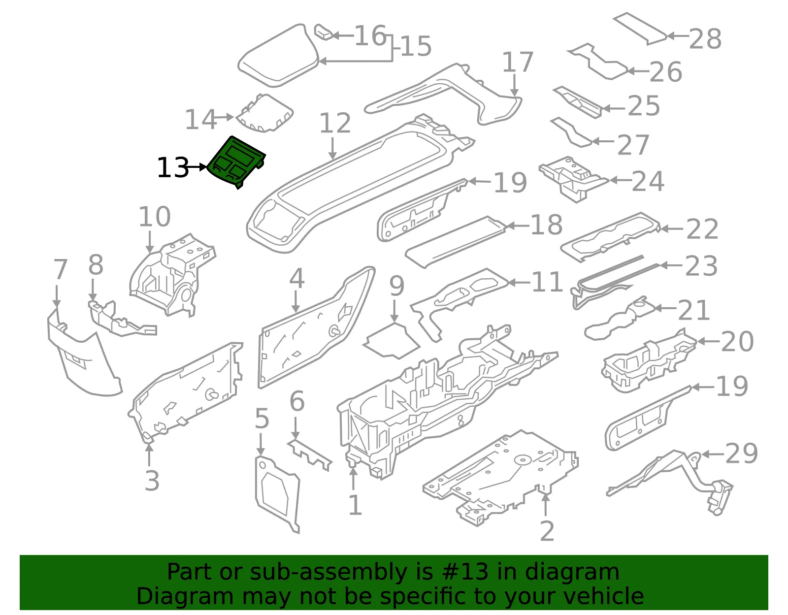 Console Trim Panel - Volvo (31497303) - view 2