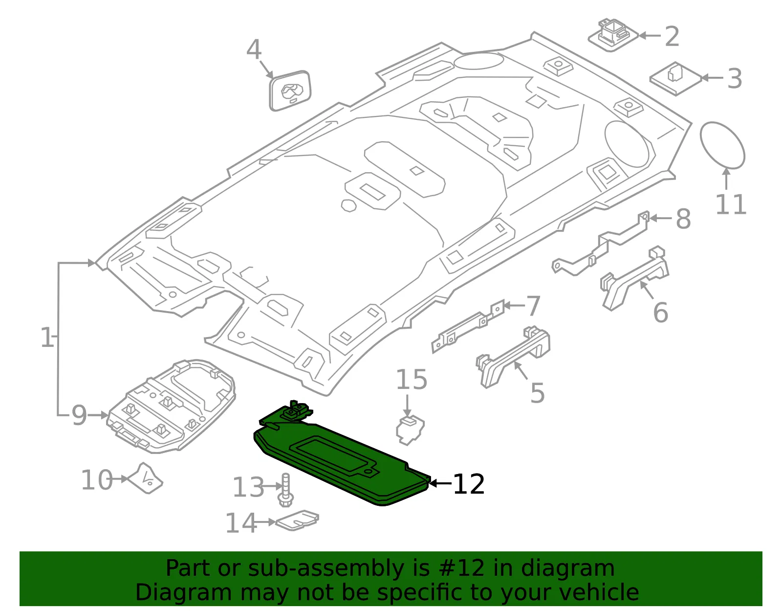 Sun Visor - Passenger Side (RH) - Volvo (31497338) - view 2