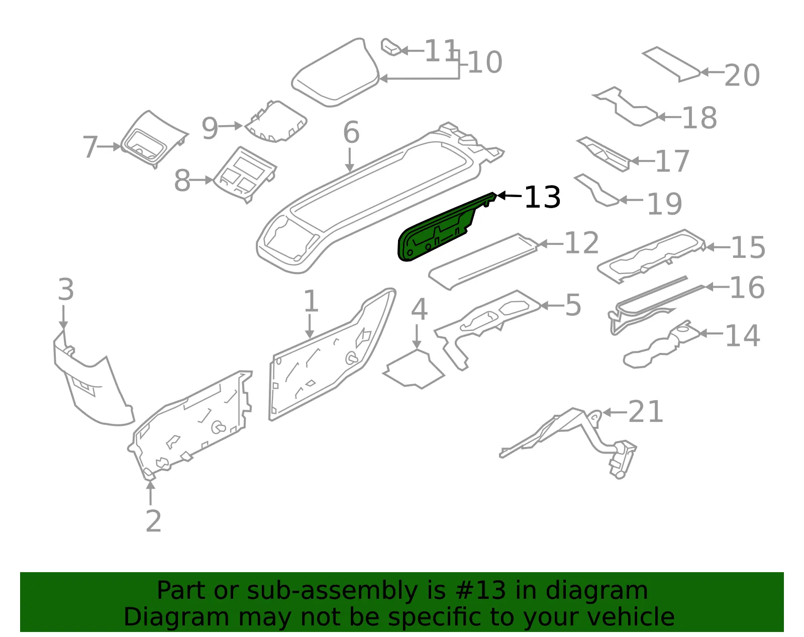 Console Lid Bracket - Passenger Side (RH) - Volvo (31497831) - view 2
