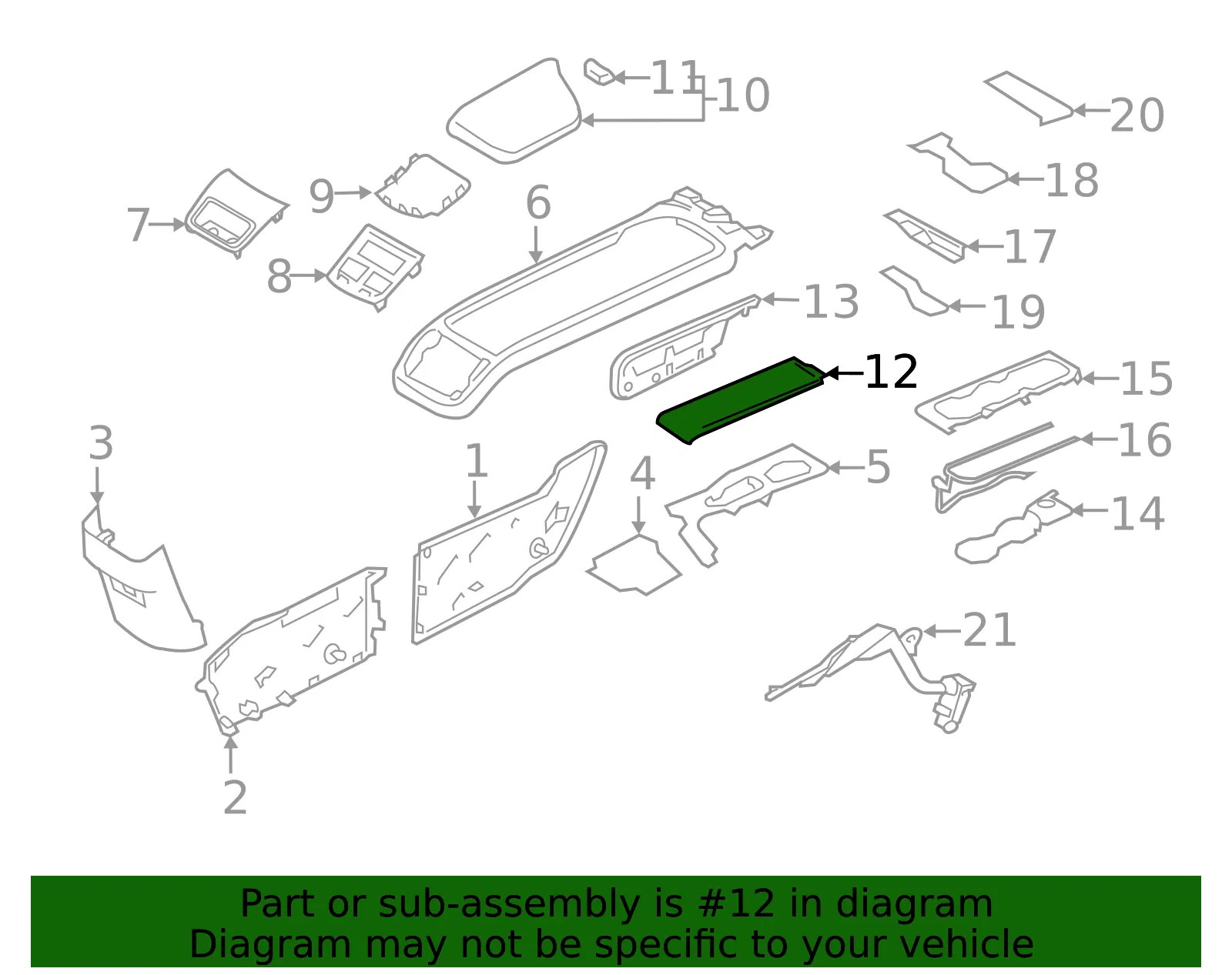 Console Lid - Volvo (31497836) - view 2