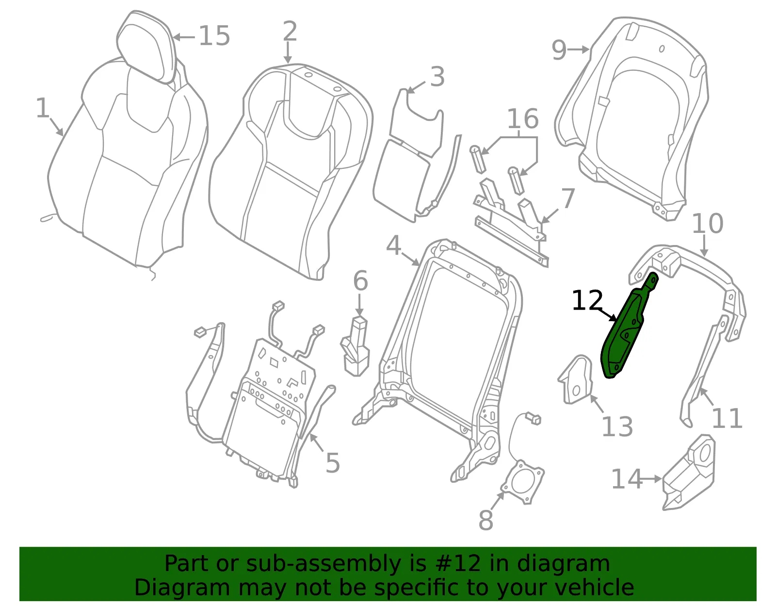 Seat Back Panel Bracket - Volvo (31498265) - view 2
