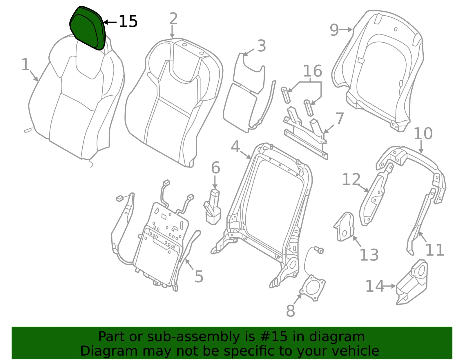 Headrest - Volvo (31498341) - view 2