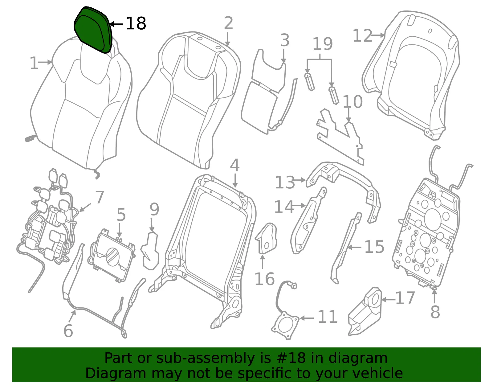 Headrest - Volvo (31498350) - view 2