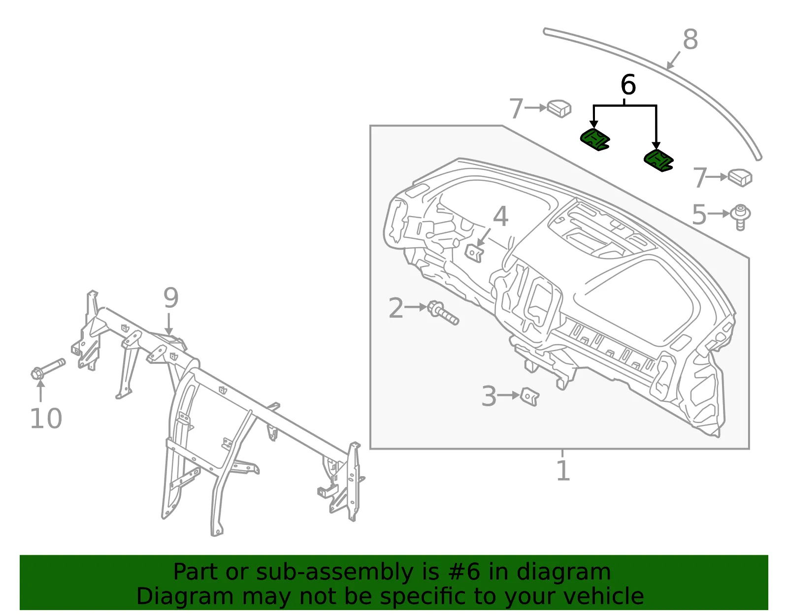 Instrument Panel Mounting Bracket - Volvo (31689986) - view 2