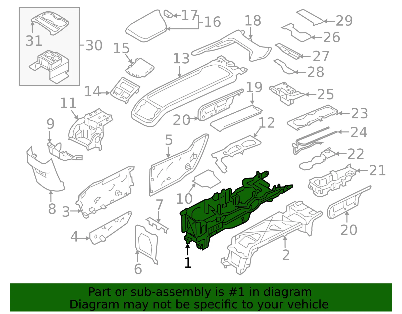 Console Housing - Volvo (31694315) - view 2