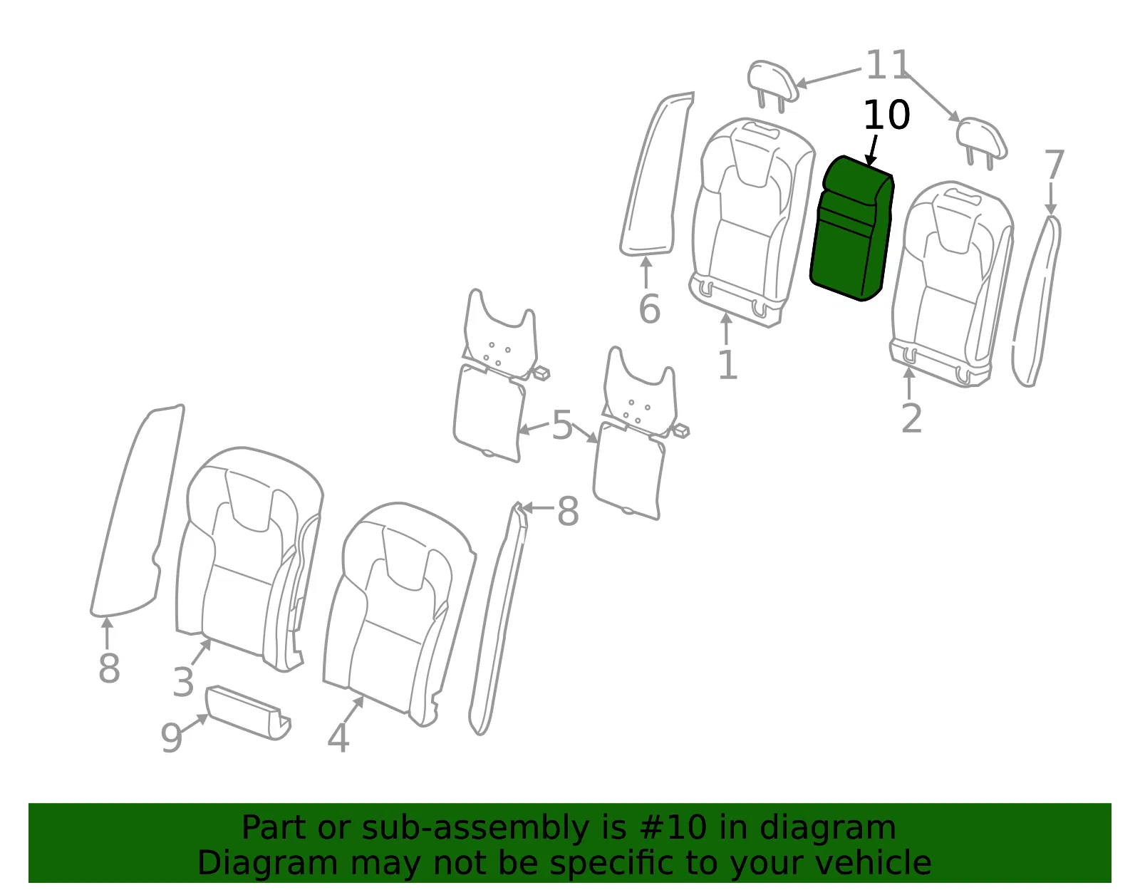 Headrest, Center - Volvo (32206247) - view 2