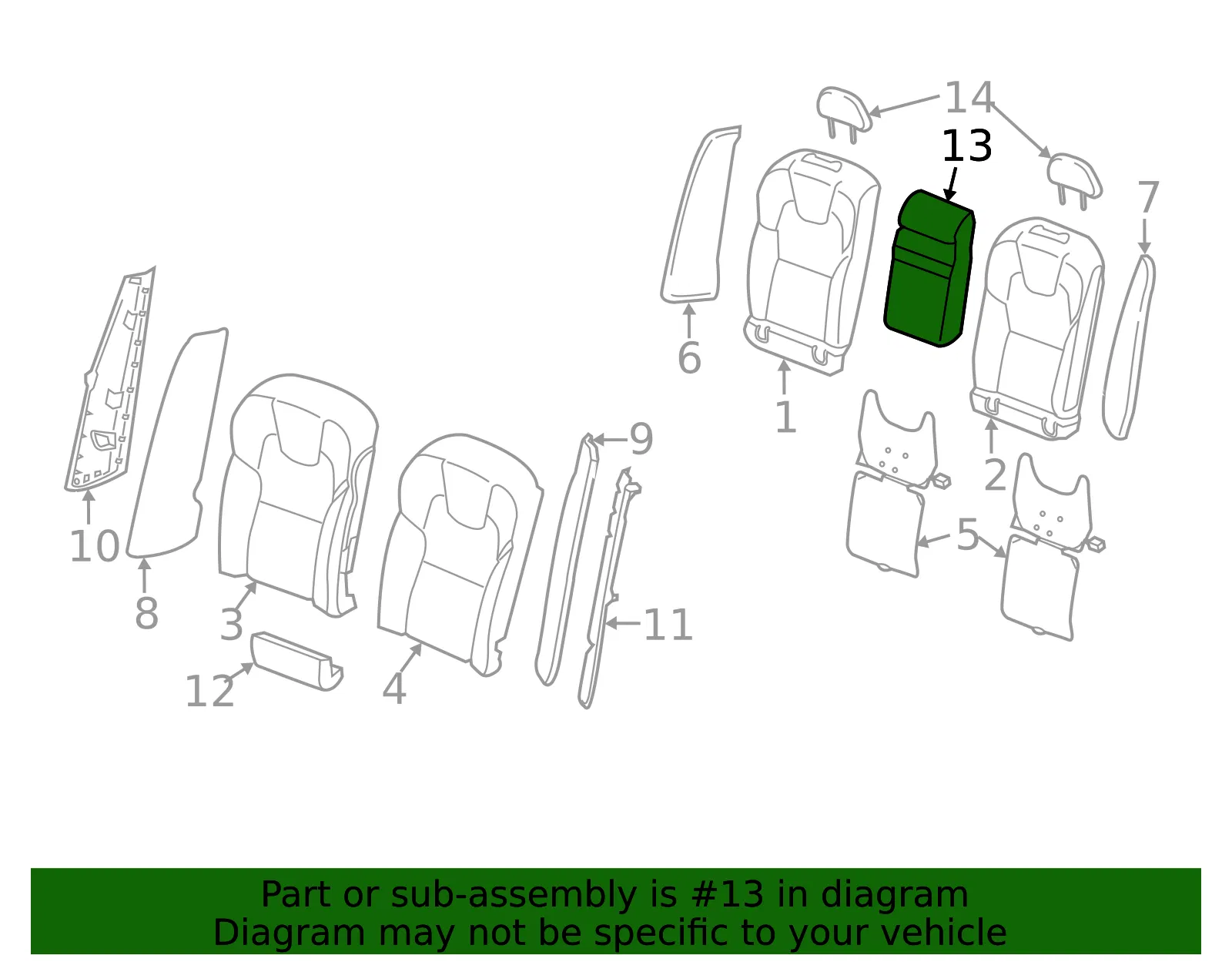 Headrest, Center - Volvo (32206998) - view 2
