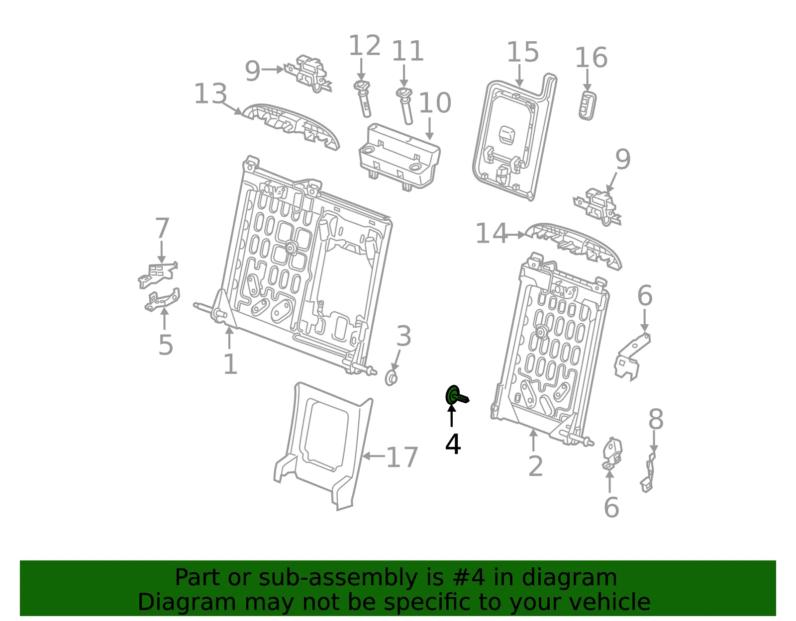 Seat Back Frame Washer - Volvo (32208200) - view 2
