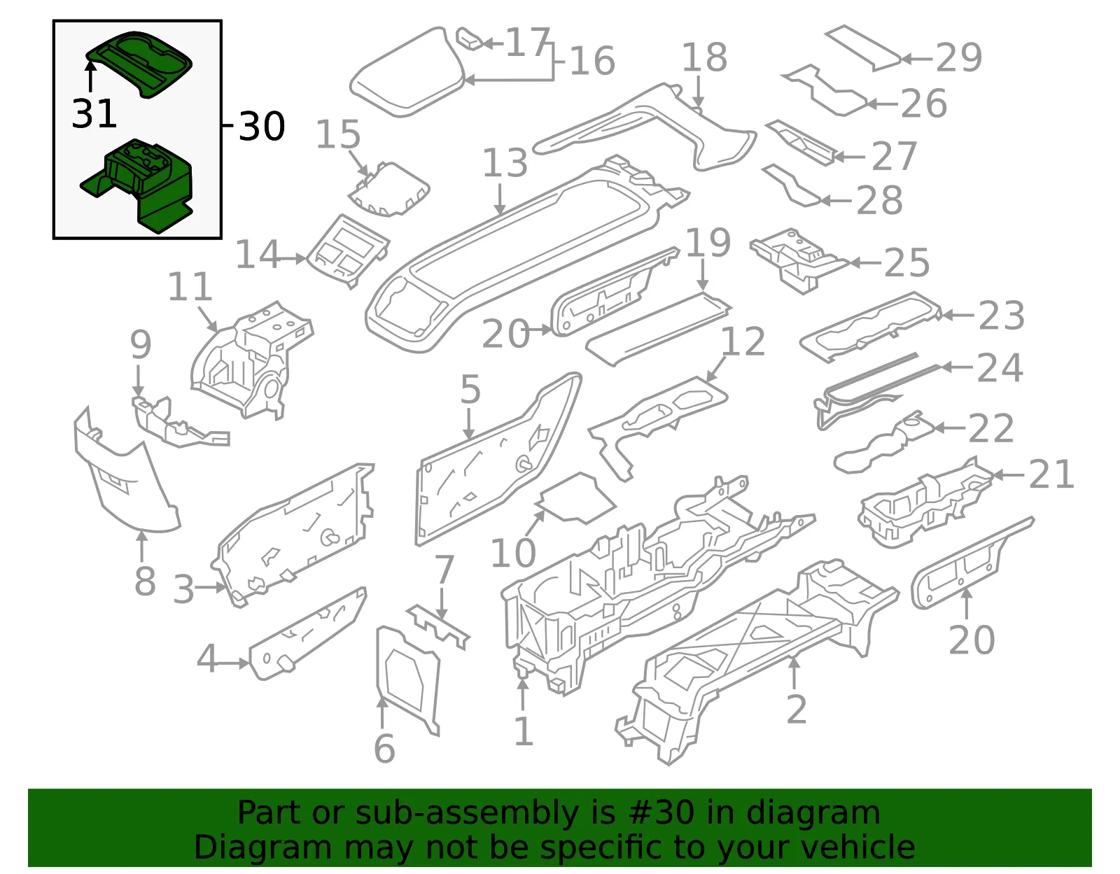 Console Cup Holder - Volvo (32226673) - view 2