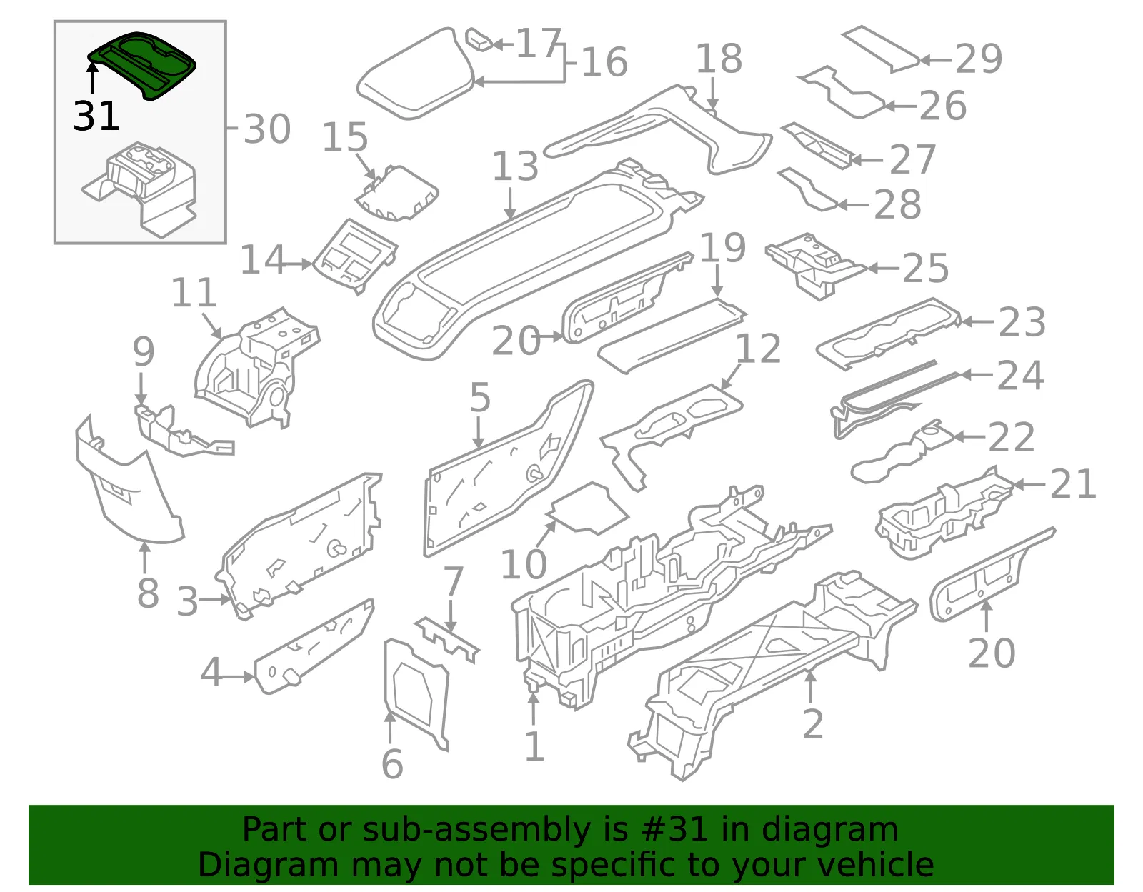 Console Cup Holder Bezel - Volvo (32226674) - view 2