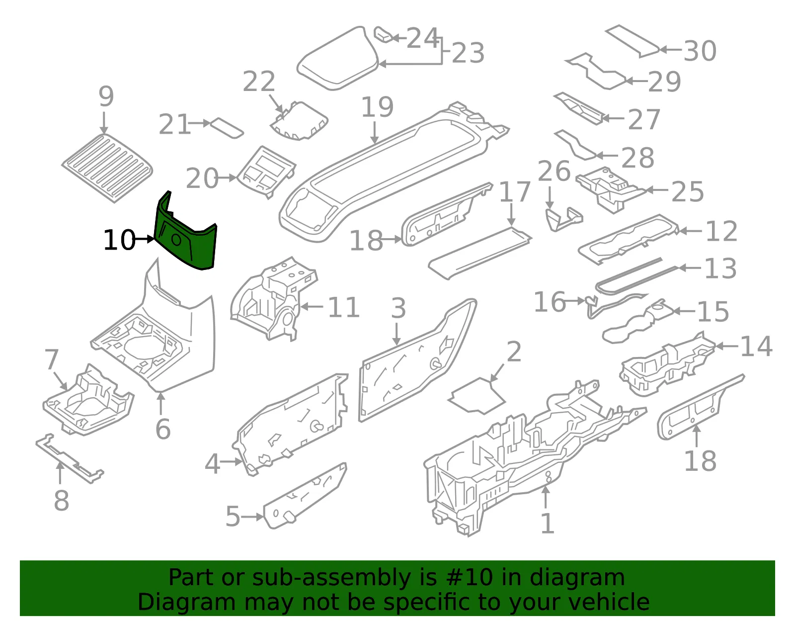 Console Trim Panel - Volvo (32226711) - view 2