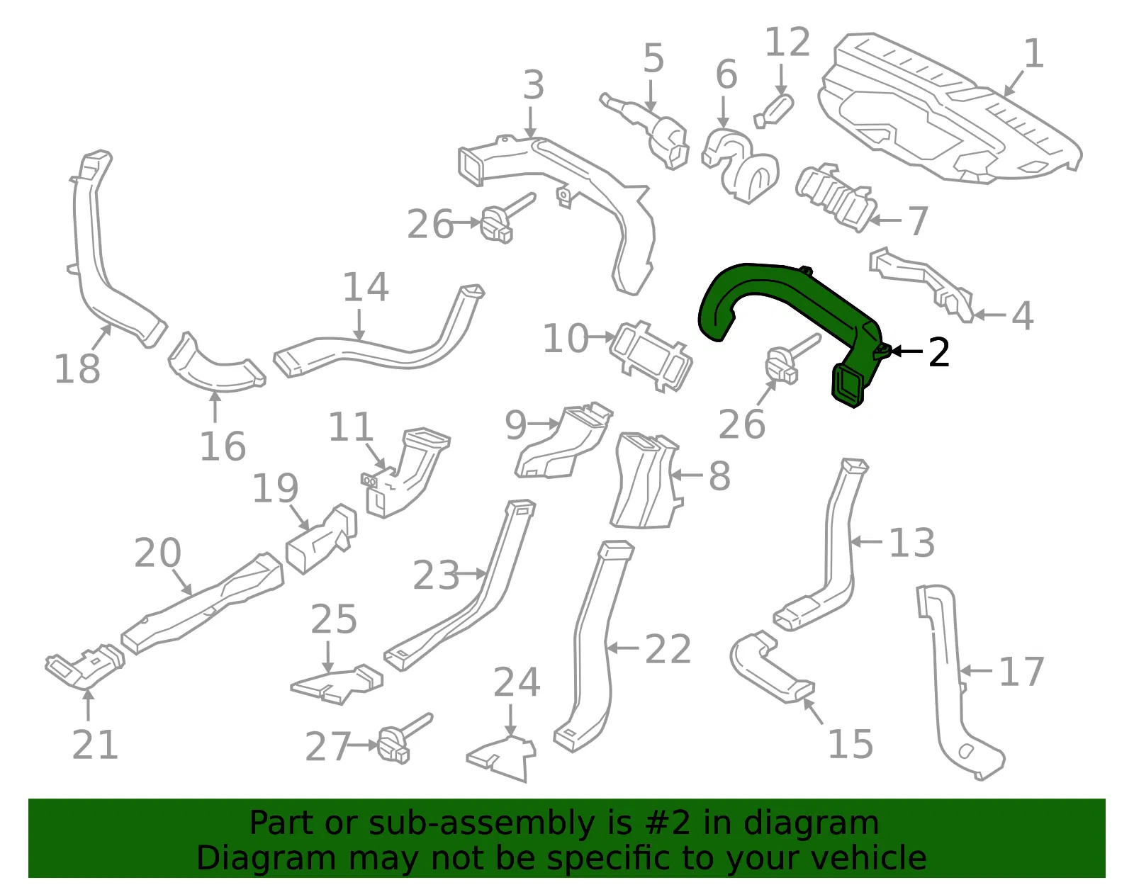 Instrument Panel Air Duct - Volvo (32234538) - view 2