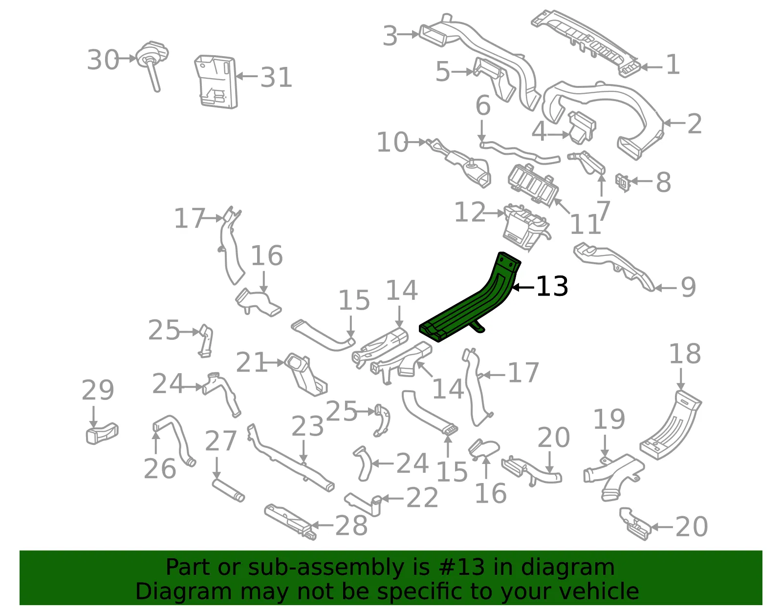 Instrument Panel Air Duct - Volvo (32241272) - view 2
