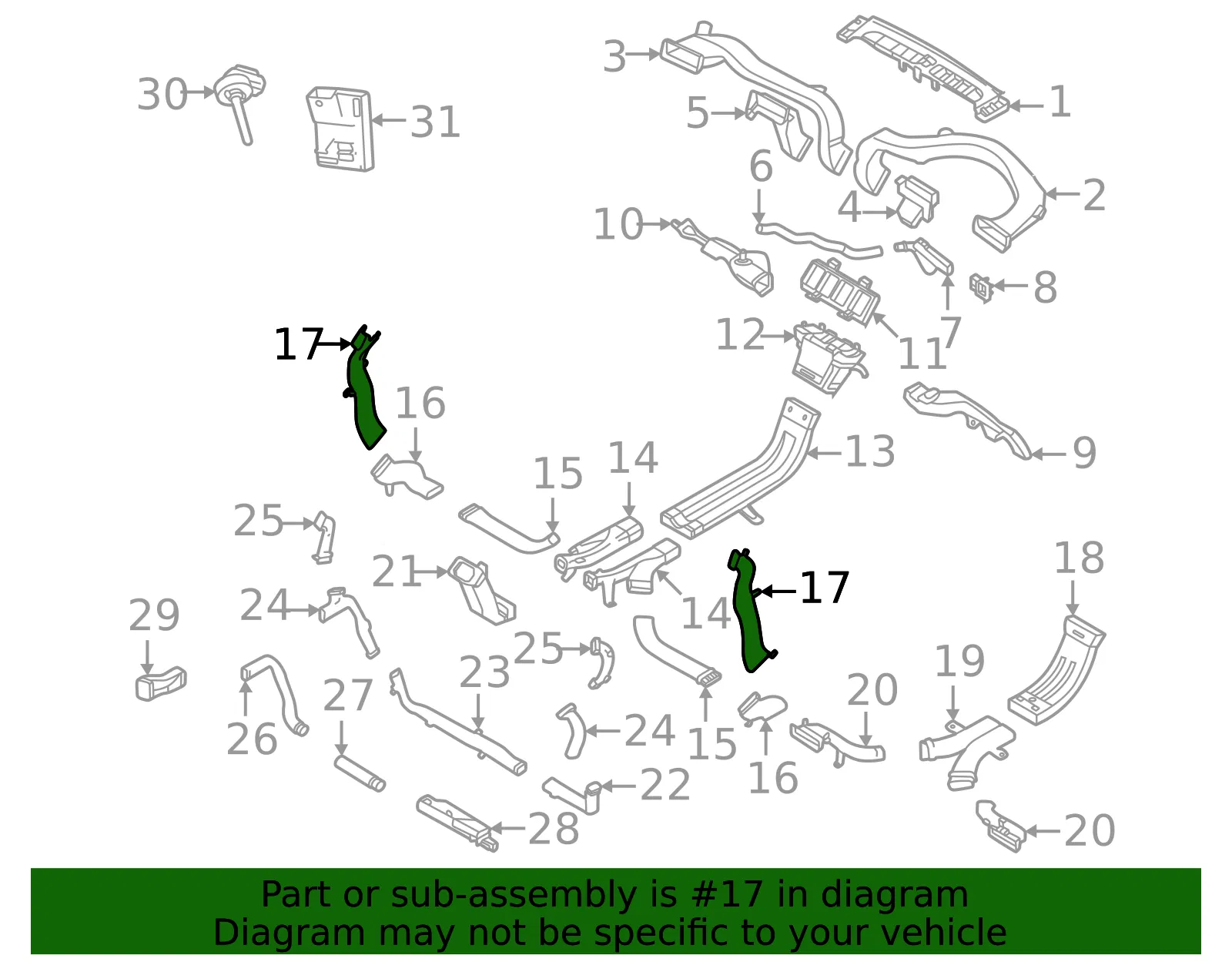 Instrument Panel Air Duct - Volvo (32241282) - view 2