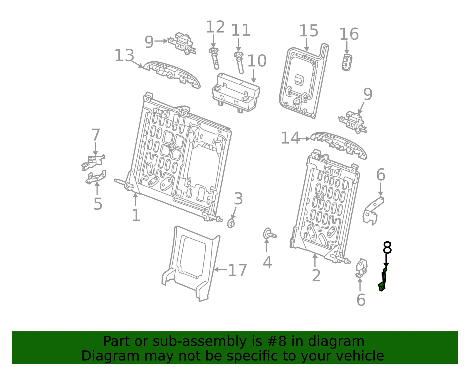 Seat Back Frame Bracket - Volvo (32248342) - view 2