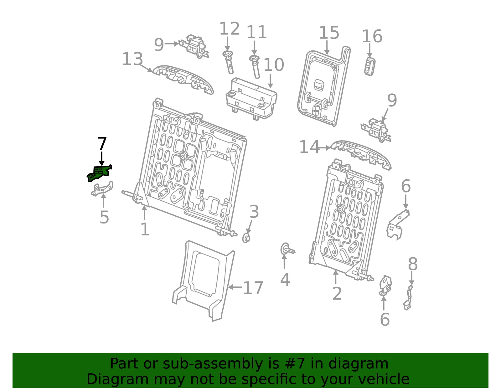Seat Back Frame Bracket - Volvo (32248343) - view 2