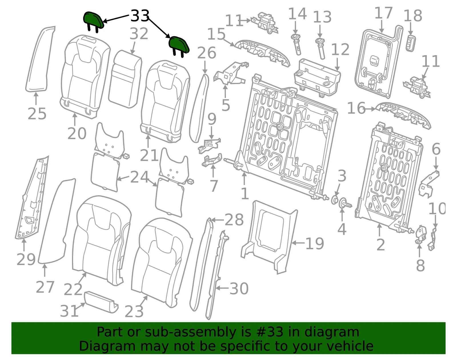 Headrest, Outer - Volvo (32257033) - view 2