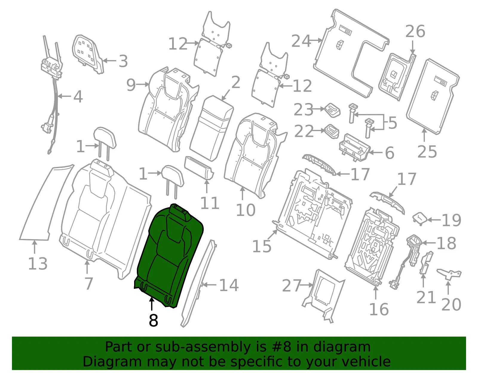Seat Back Cover - Volvo (32257137) - view 2