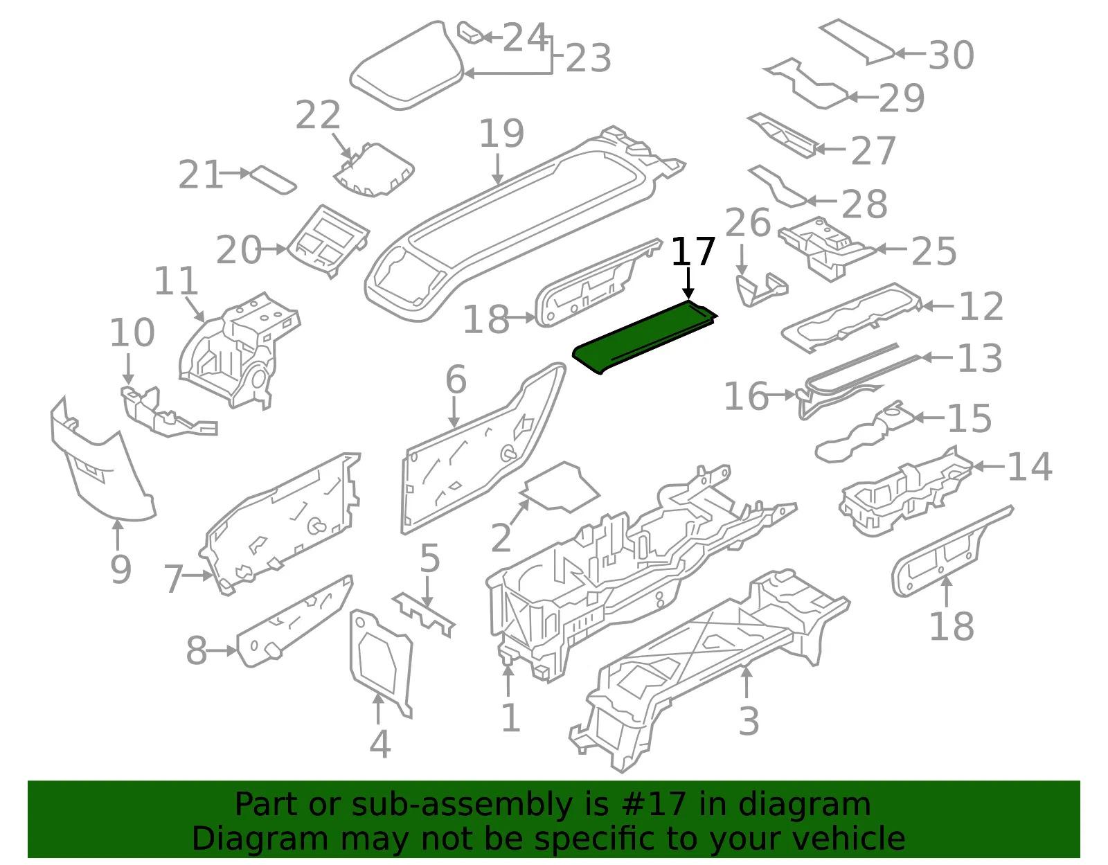 Console Trim Panel - Volvo (32260388) - view 2