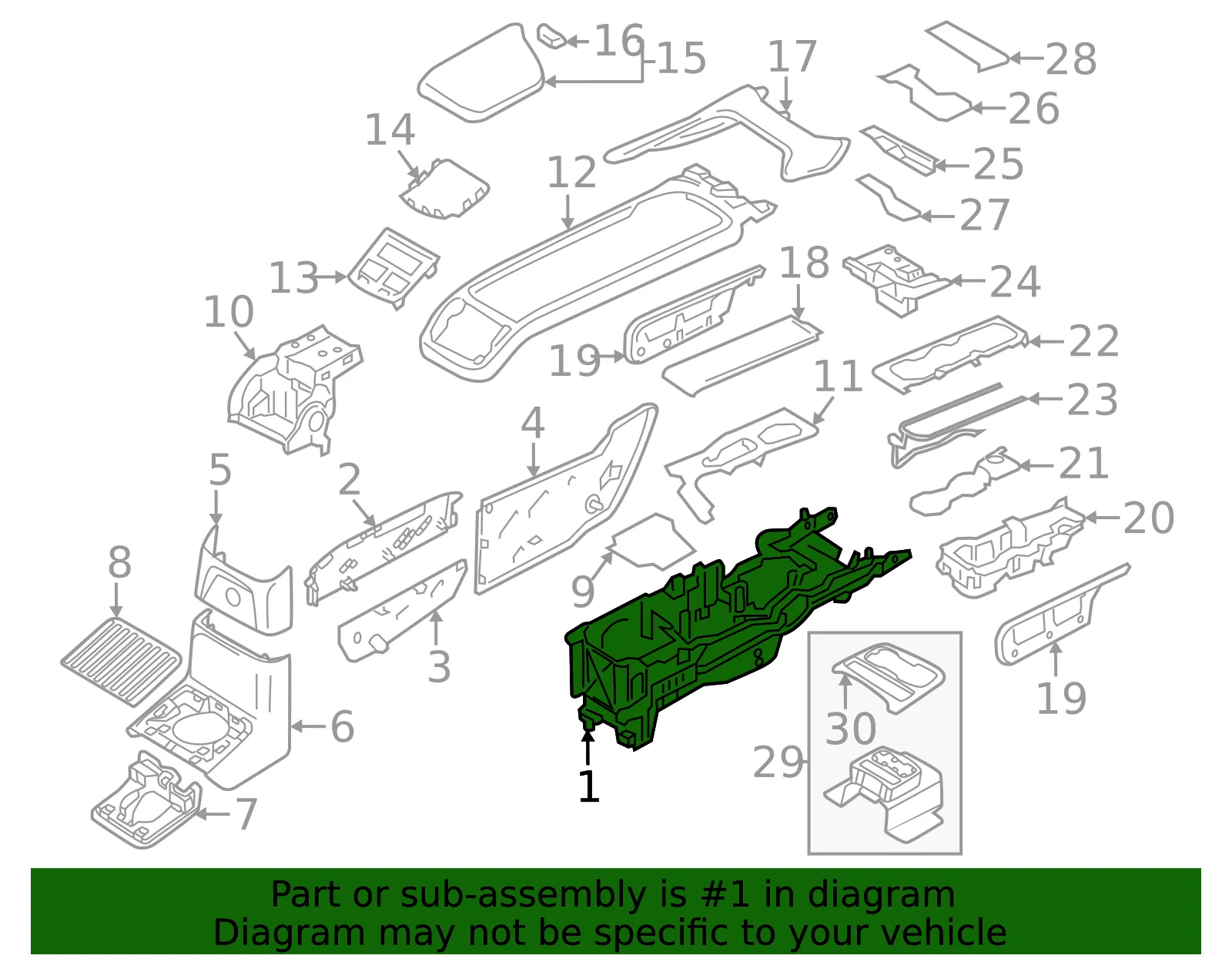 Console Housing - Volvo (32260644) - view 2