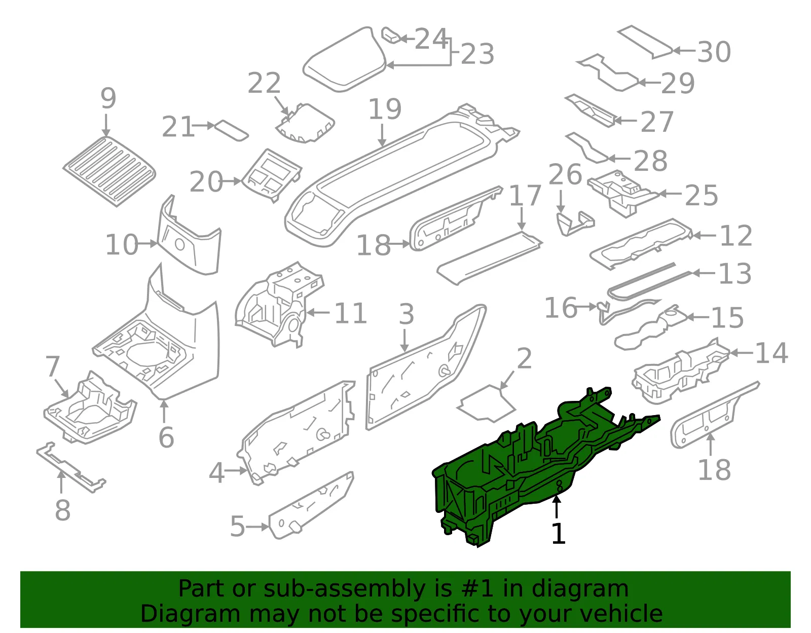 Console Housing - Volvo (32260646) - view 2