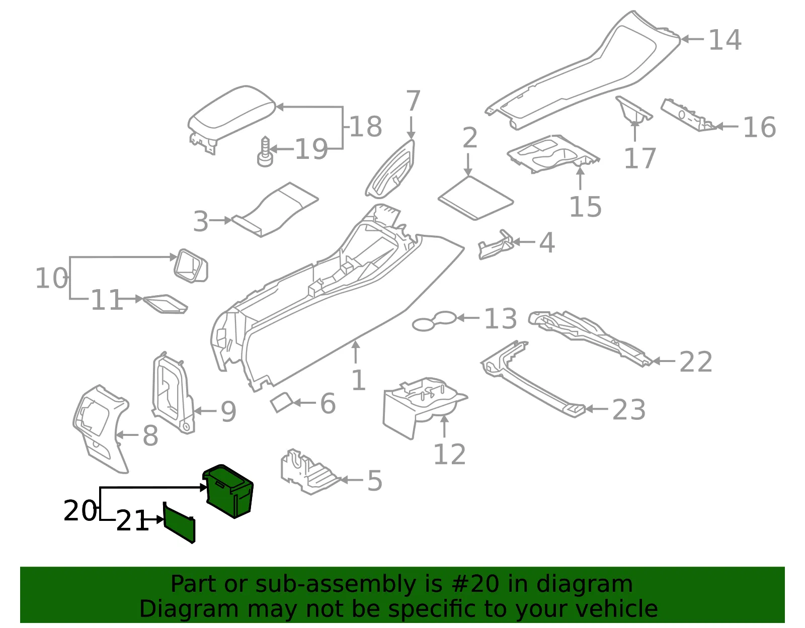 Console Compartment - Volvo (32275410) - view 2