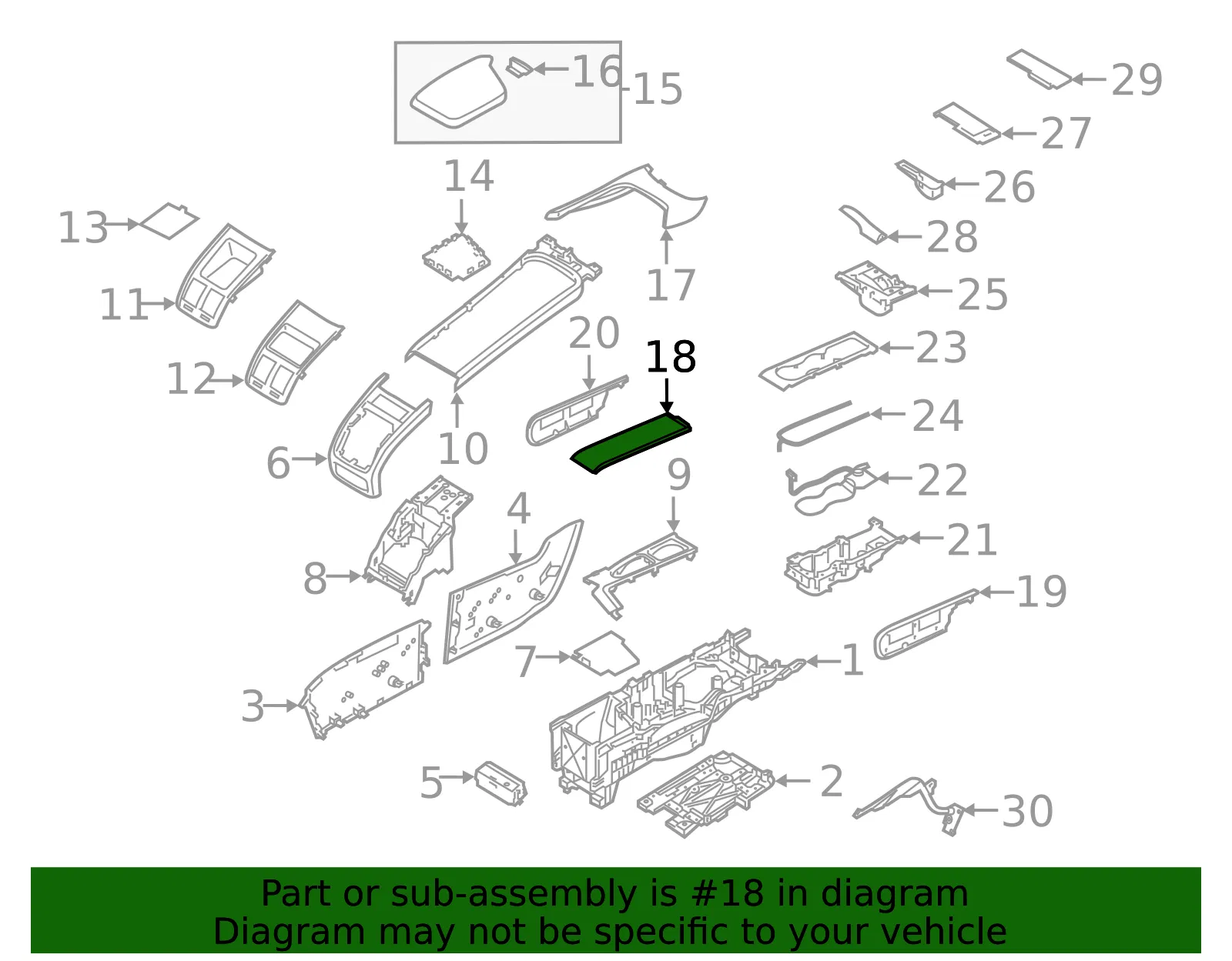 Console Lid - Volvo (32275435) - view 2