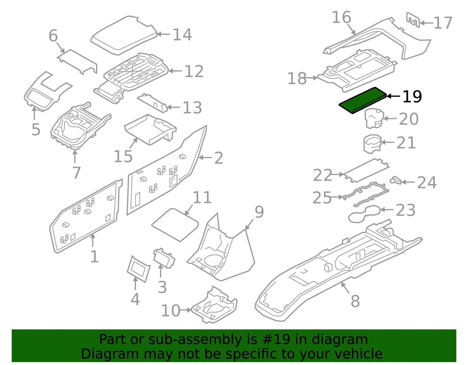 Console Lid - Volvo (32275590) - view 2