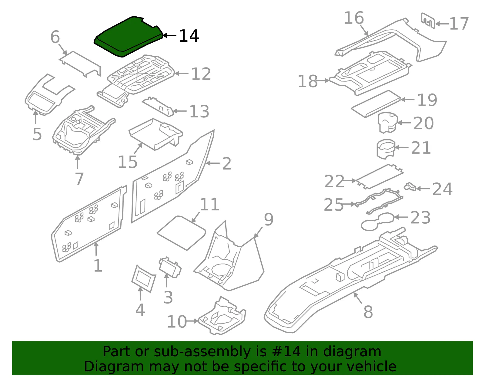 Console Lid - Volvo (32275806) - view 2